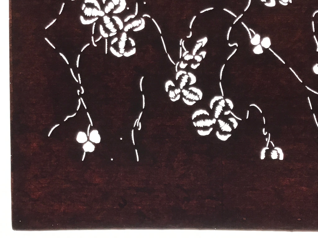 Antique Japanese Katagami Paper Kimono Stencil Katazome Clover Plant Design A877