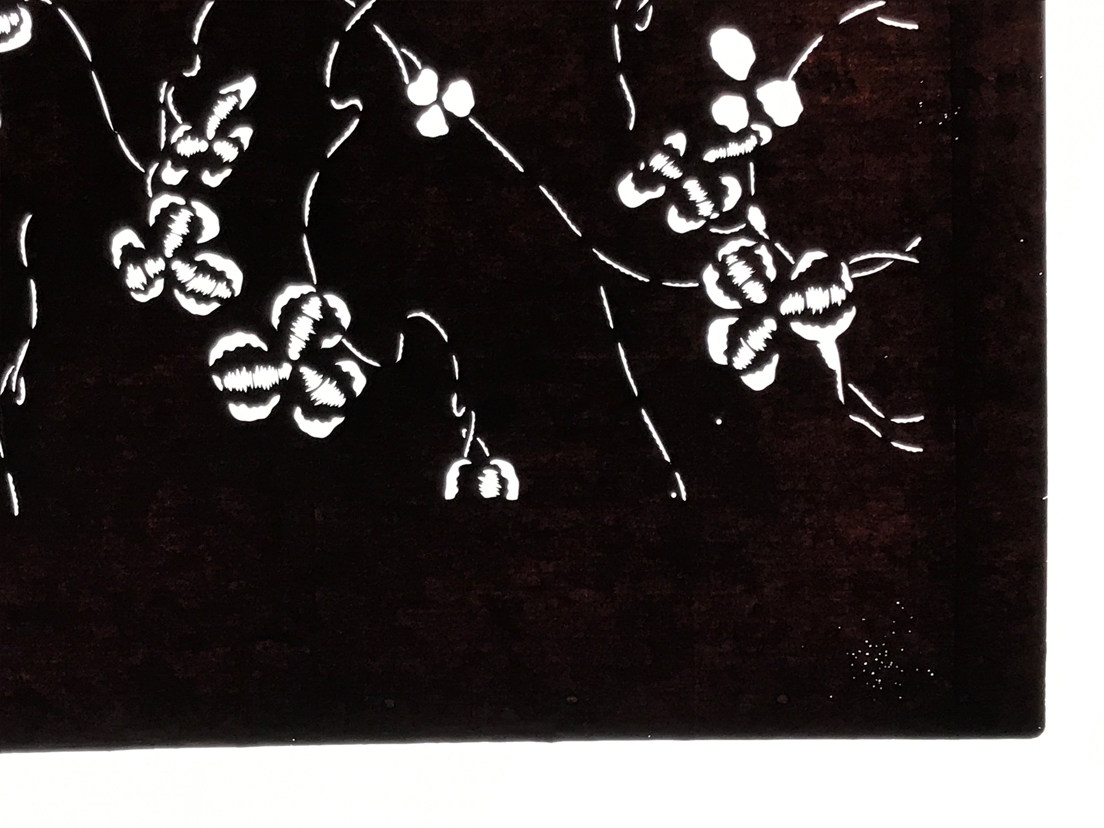 Antique Japanese Katagami Paper Kimono Stencil Katazome Clover Plant Design A877