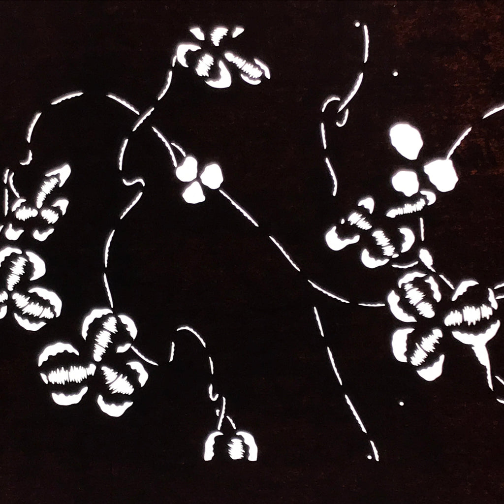 Antique Japanese Katagami Paper Kimono Stencil Katazome Clover Plant Design A877