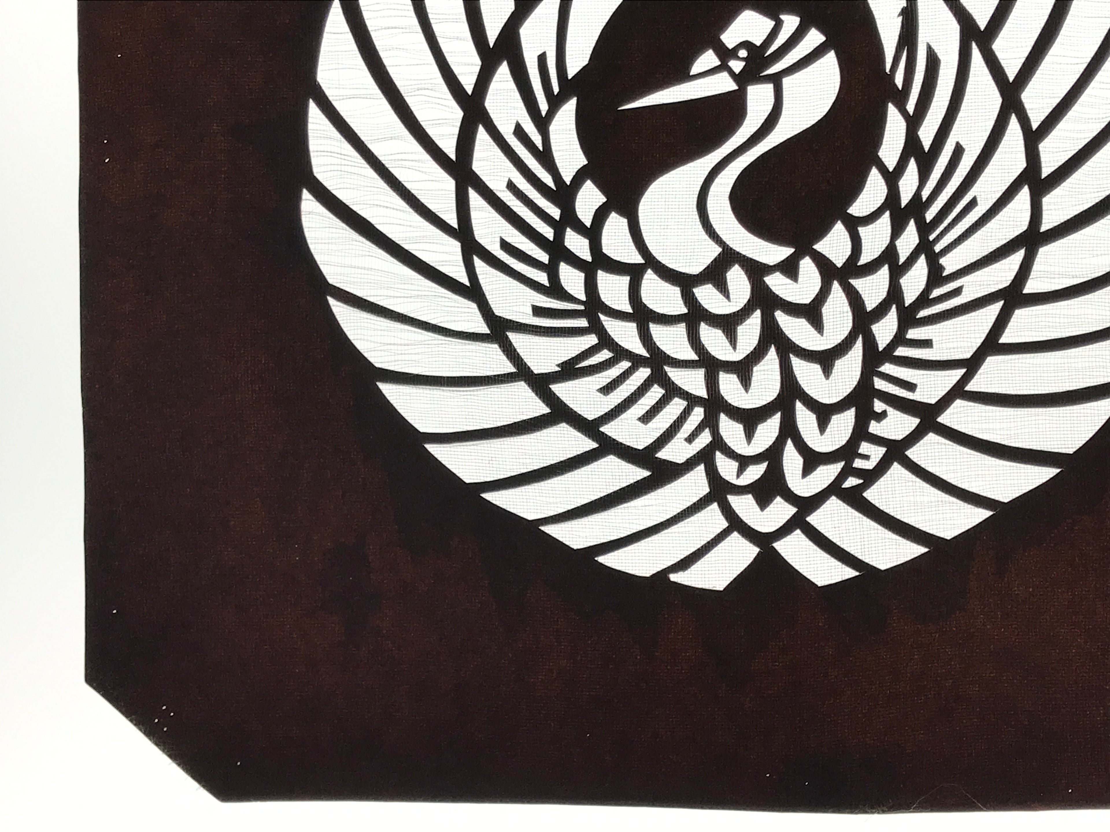 Antique Japanese Katagami Paper Kimono Stencil Katazome Crane Kamon Crest A799