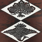 Antique Japanese Katagami Paper Kimono Stencil Katazome Crane Tsuru Pine A654