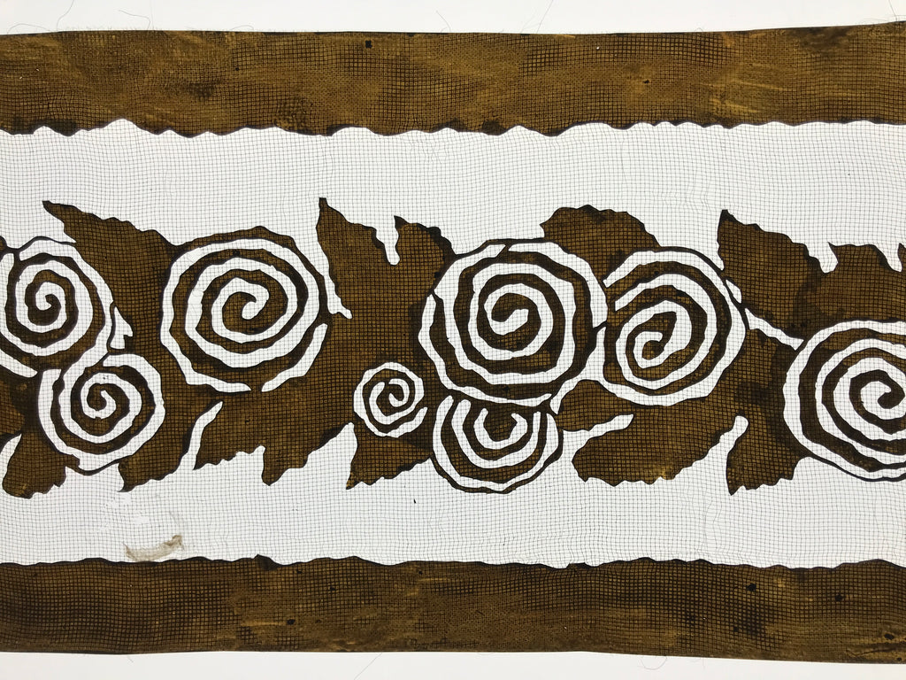 Antique Japanese Katagami Paper Kimono Stencil Katazome Curled Roses Bara A795