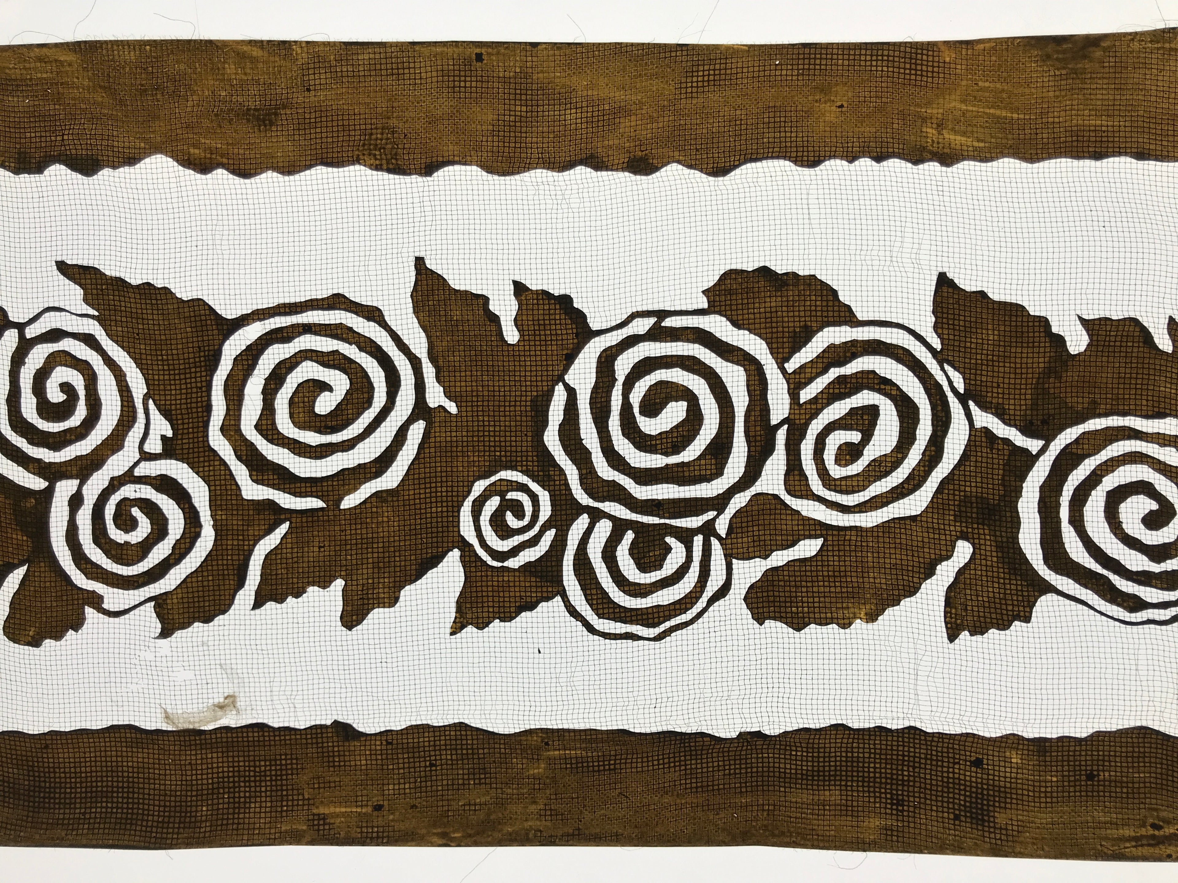 Antique Japanese Katagami Paper Kimono Stencil Katazome Curled Roses Bara A795