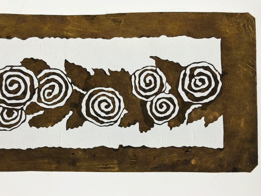 Antique Japanese Katagami Paper Kimono Stencil Katazome Curled Roses Bara A795