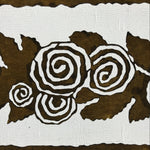 Antique Japanese Katagami Paper Kimono Stencil Katazome Curled Roses Bara A795