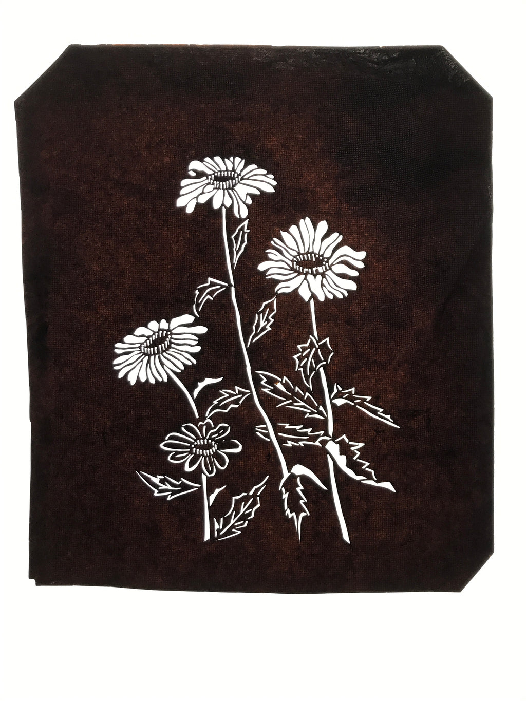 Antique Japanese Katagami Paper Kimono Stencil Katazome Daisies Hinagiku A798
