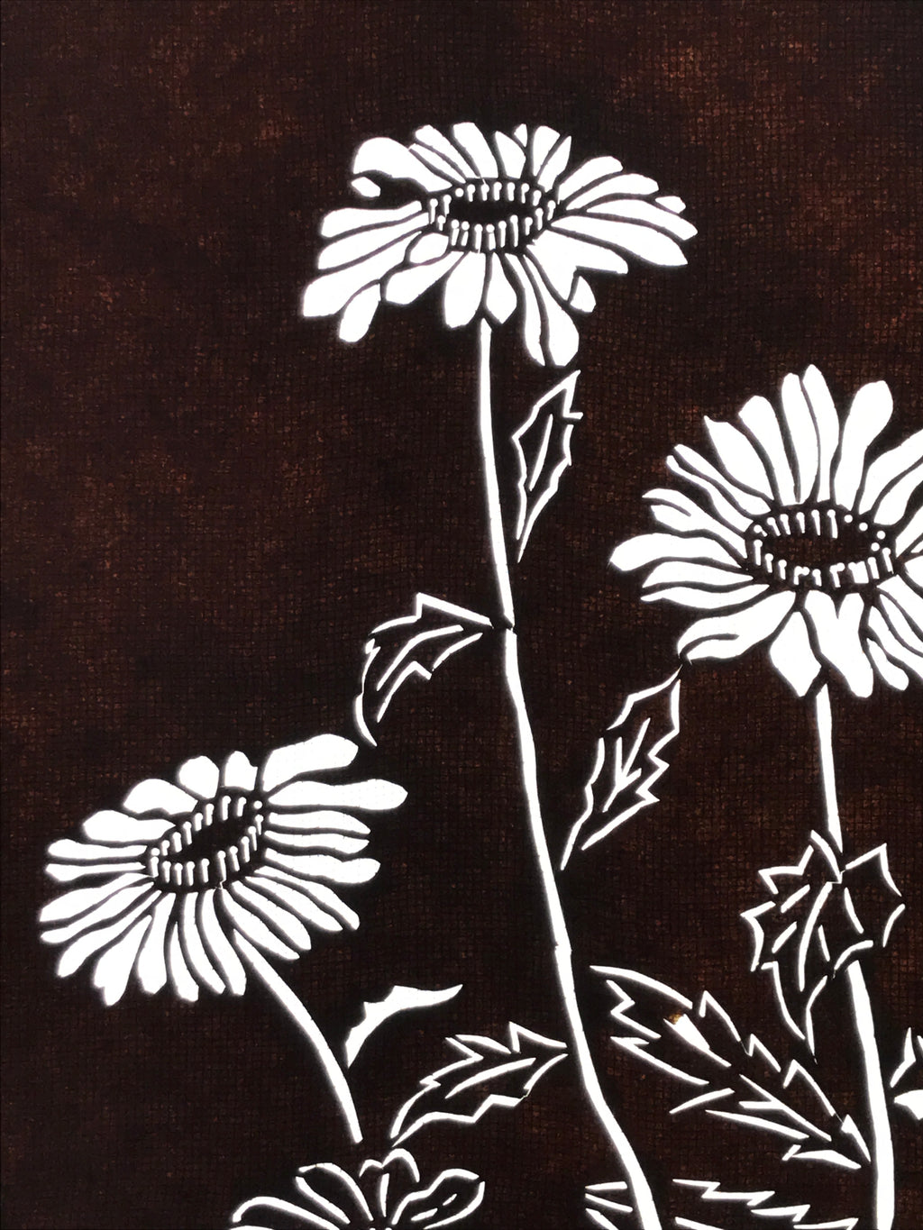Antique Japanese Katagami Paper Kimono Stencil Katazome Daisies Hinagiku A798