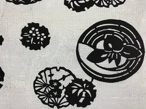 Antique Japanese Katagami Paper Kimono Stencil Katazome Family Crest Flower A660