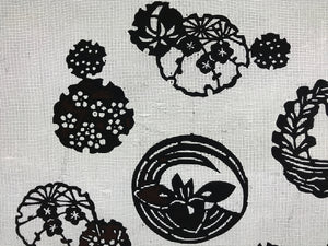 Antique Japanese Katagami Paper Kimono Stencil Katazome Family Crest Flower A660