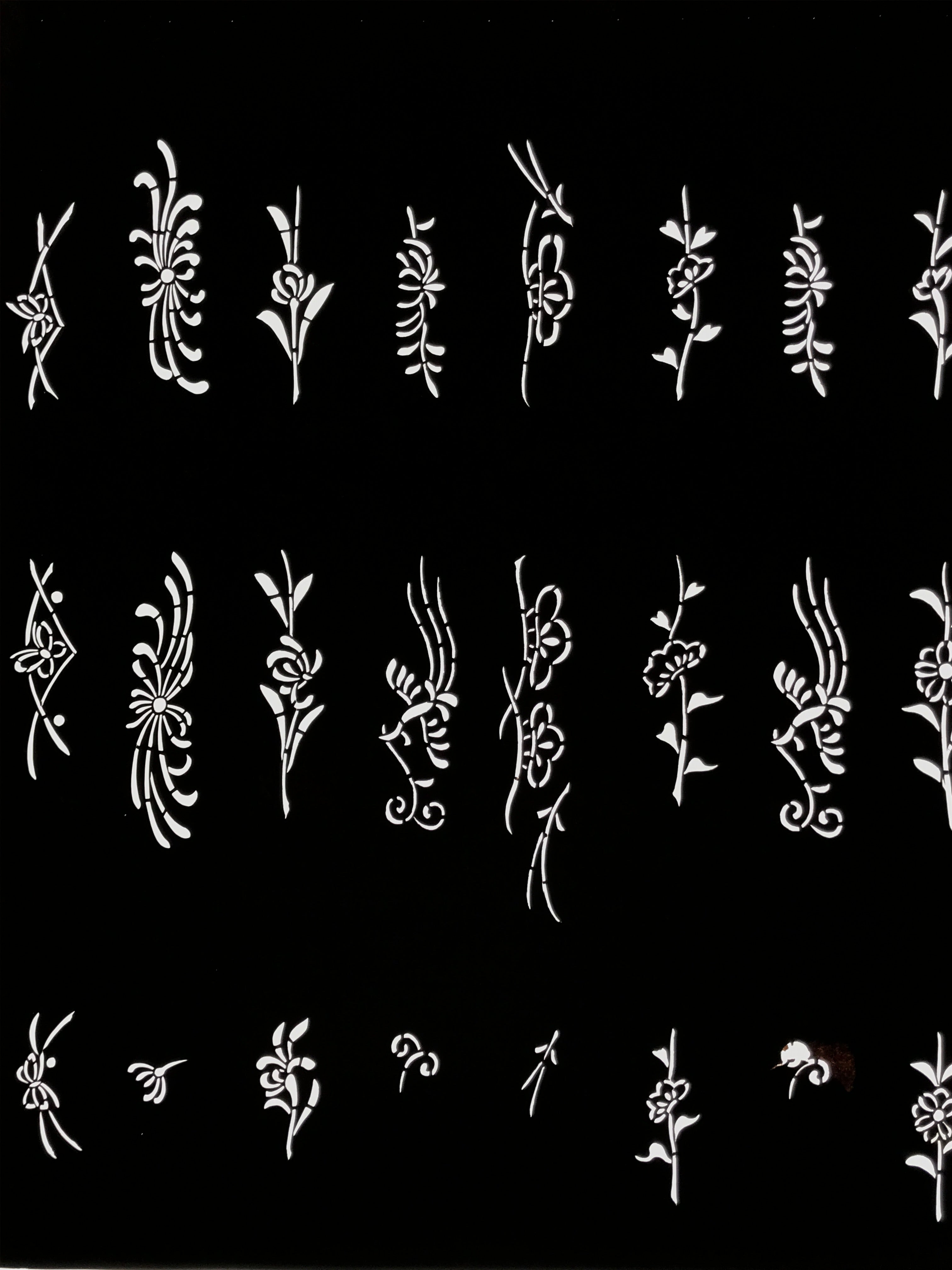Antique Japanese Katagami Paper Kimono Stencil Katazome Floral Decor Motifs A821