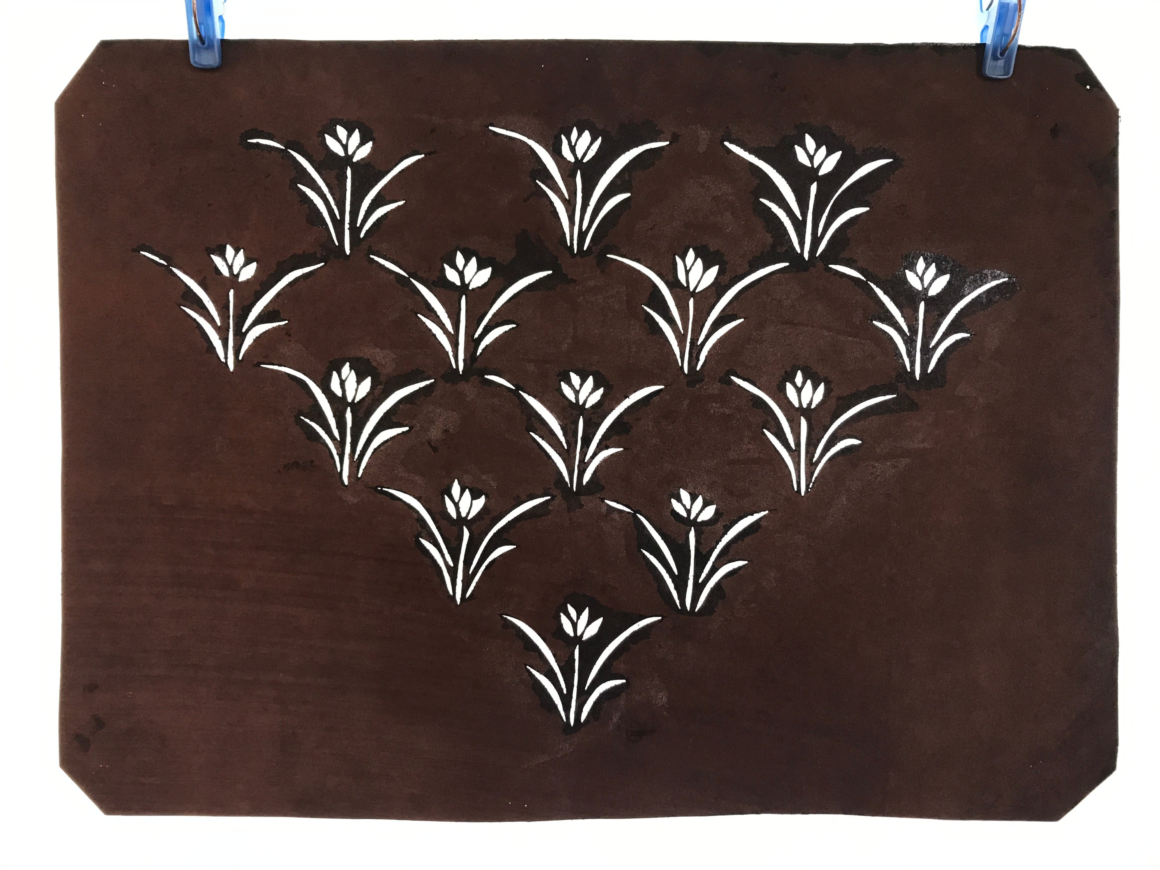 Antique Japanese Katagami Paper Kimono Stencil Katazome Floral Design A661