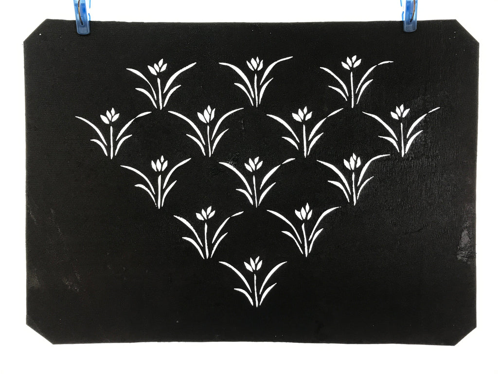 Antique Japanese Katagami Paper Kimono Stencil Katazome Floral Design A661