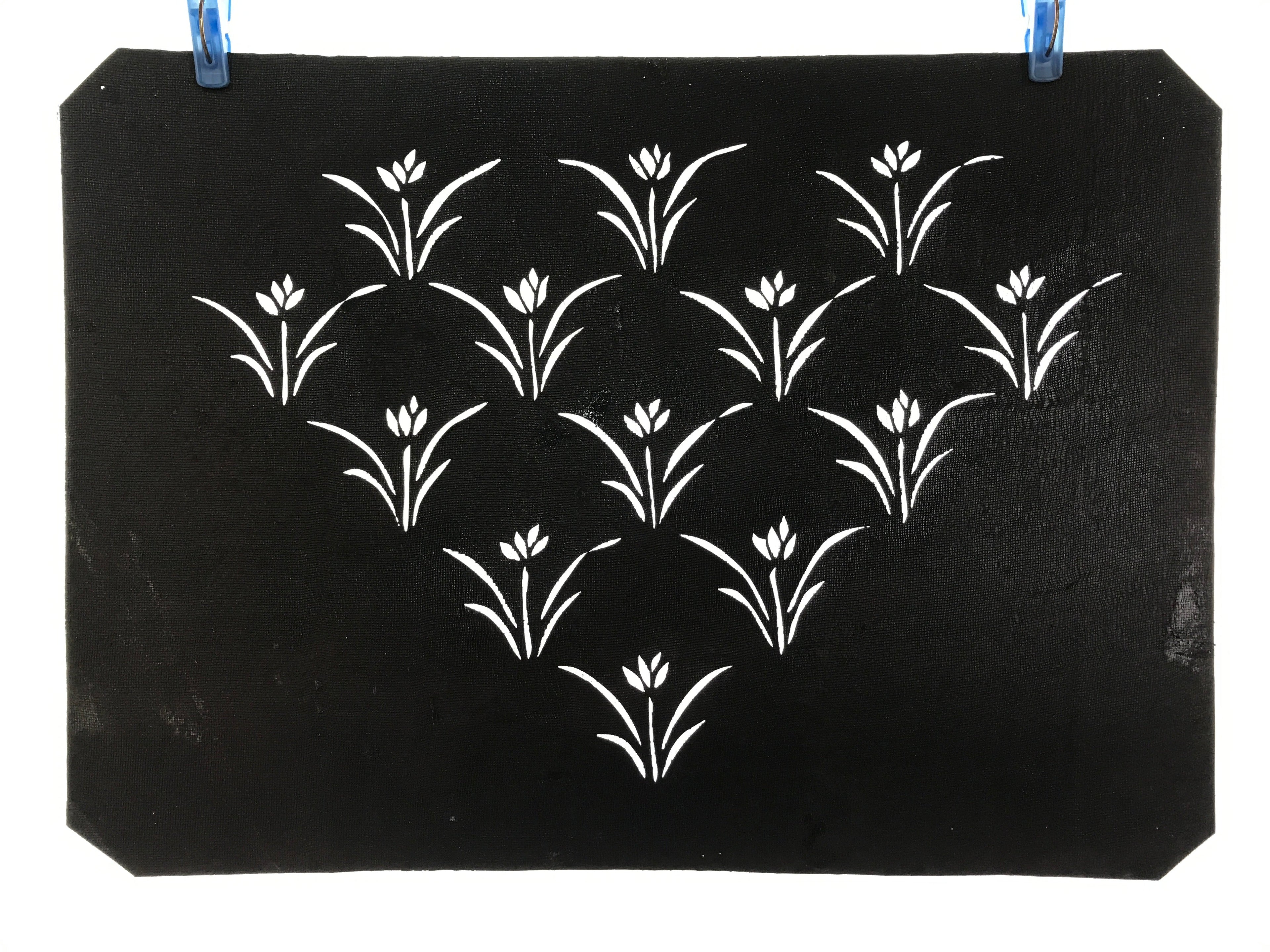 Antique Japanese Katagami Paper Kimono Stencil Katazome Floral Design A661