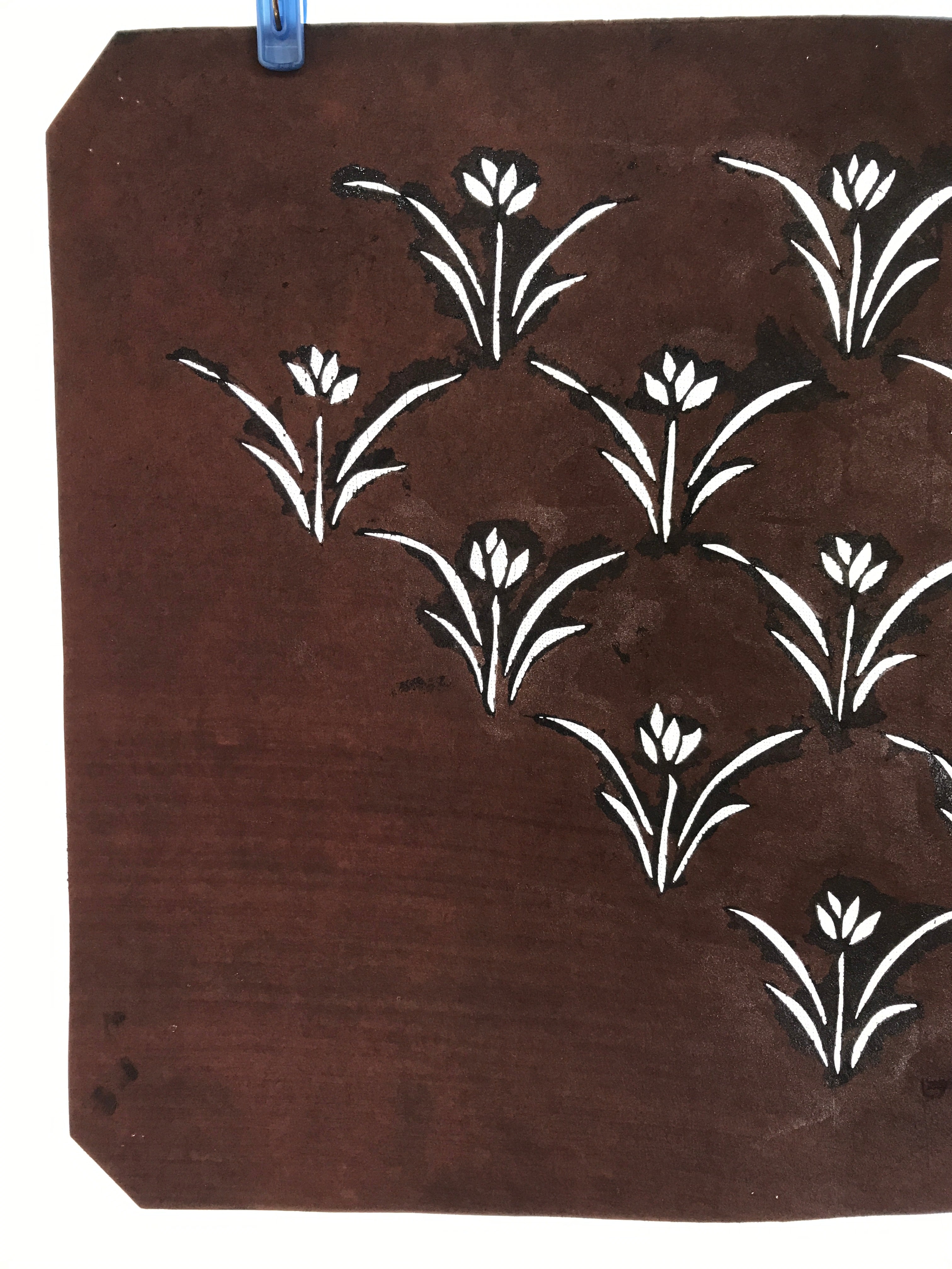 Antique Japanese Katagami Paper Kimono Stencil Katazome Floral Design A661