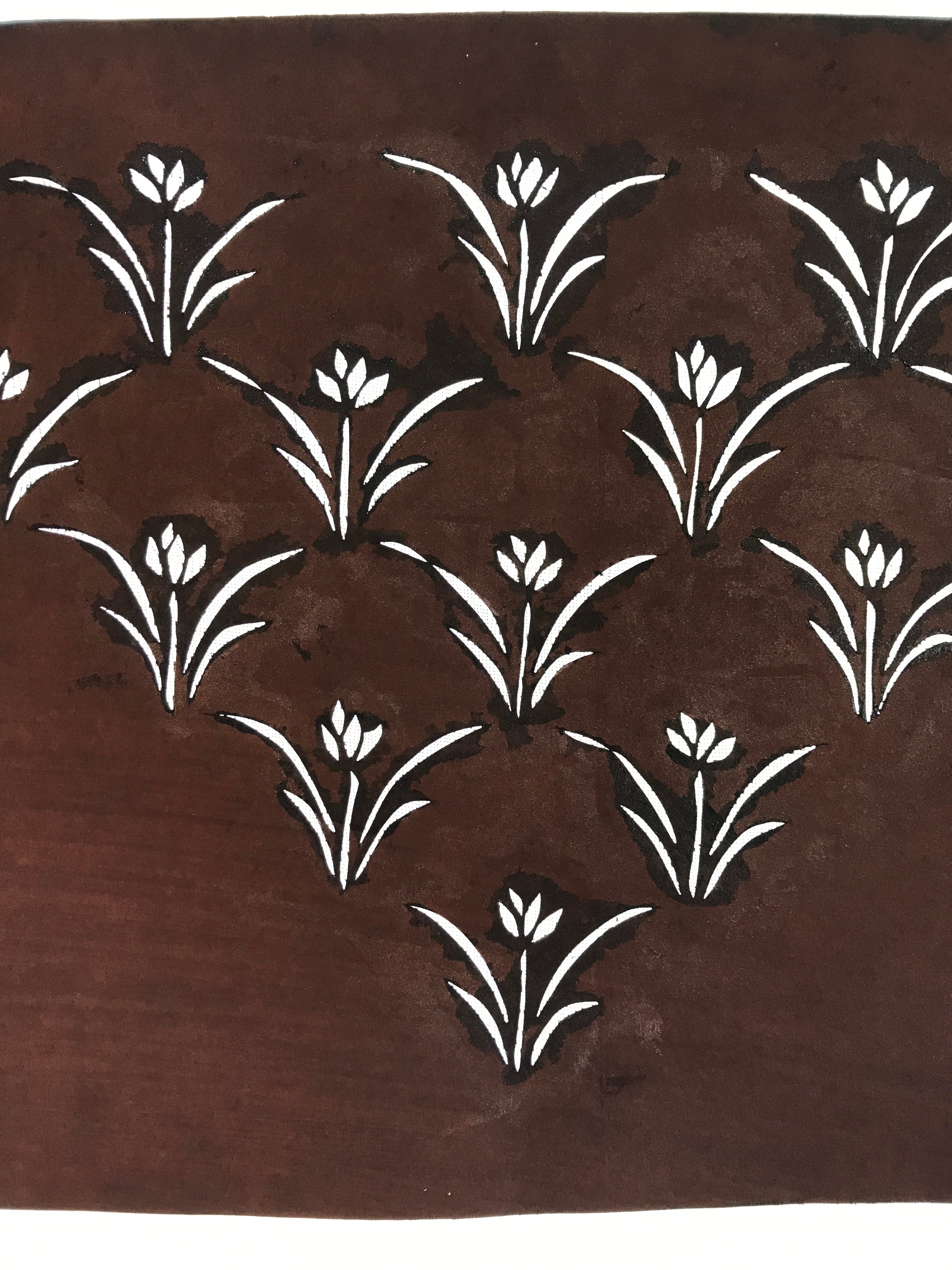 Antique Japanese Katagami Paper Kimono Stencil Katazome Floral Design A661