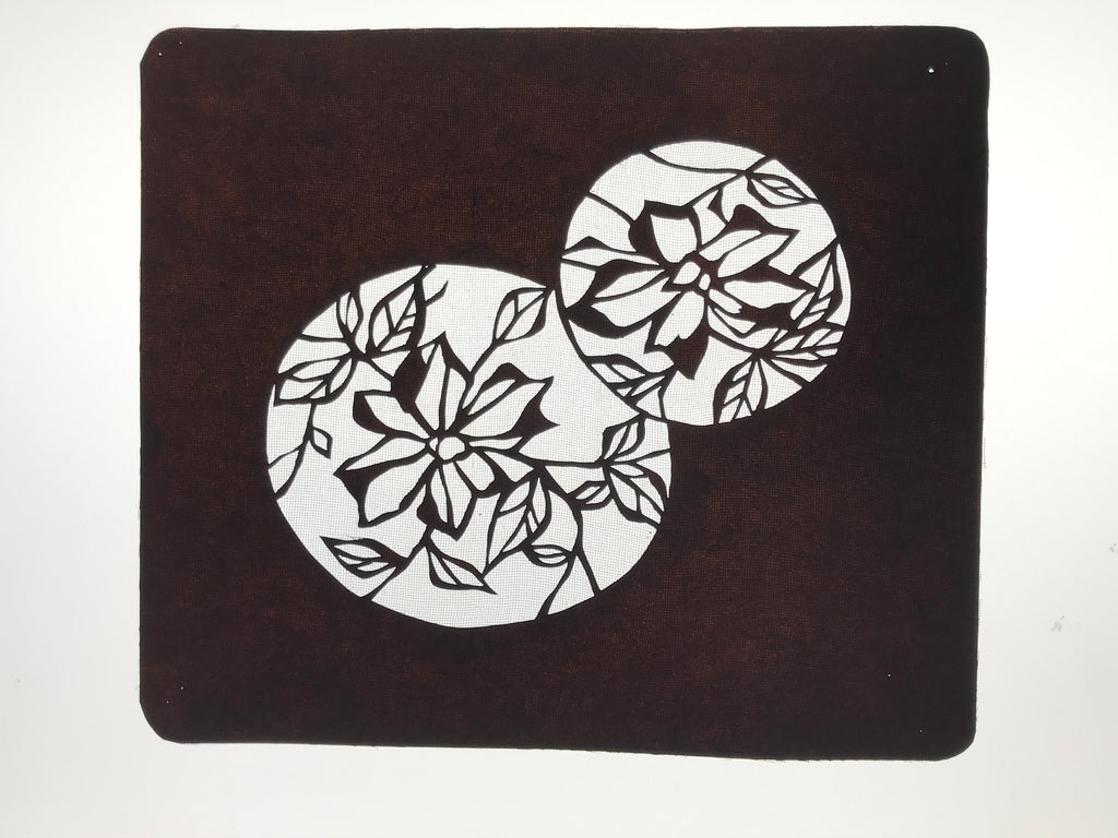 Antique Japanese Katagami Paper Kimono Stencil Katazome Floral Hana Flowers A780