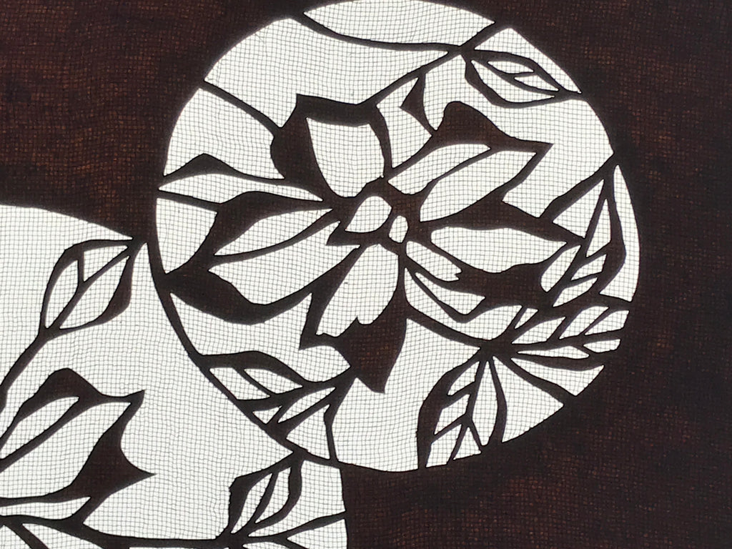 Antique Japanese Katagami Paper Kimono Stencil Katazome Floral Hana Flowers A780