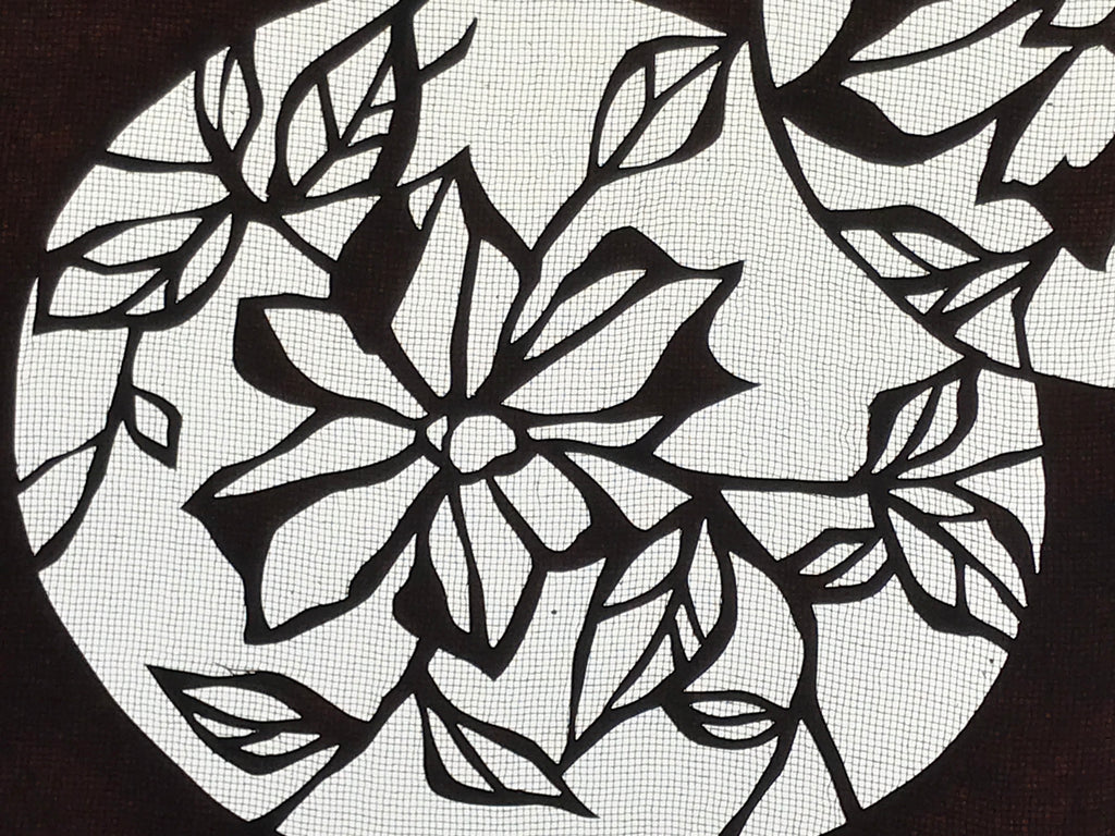 Antique Japanese Katagami Paper Kimono Stencil Katazome Floral Hana Flowers A780