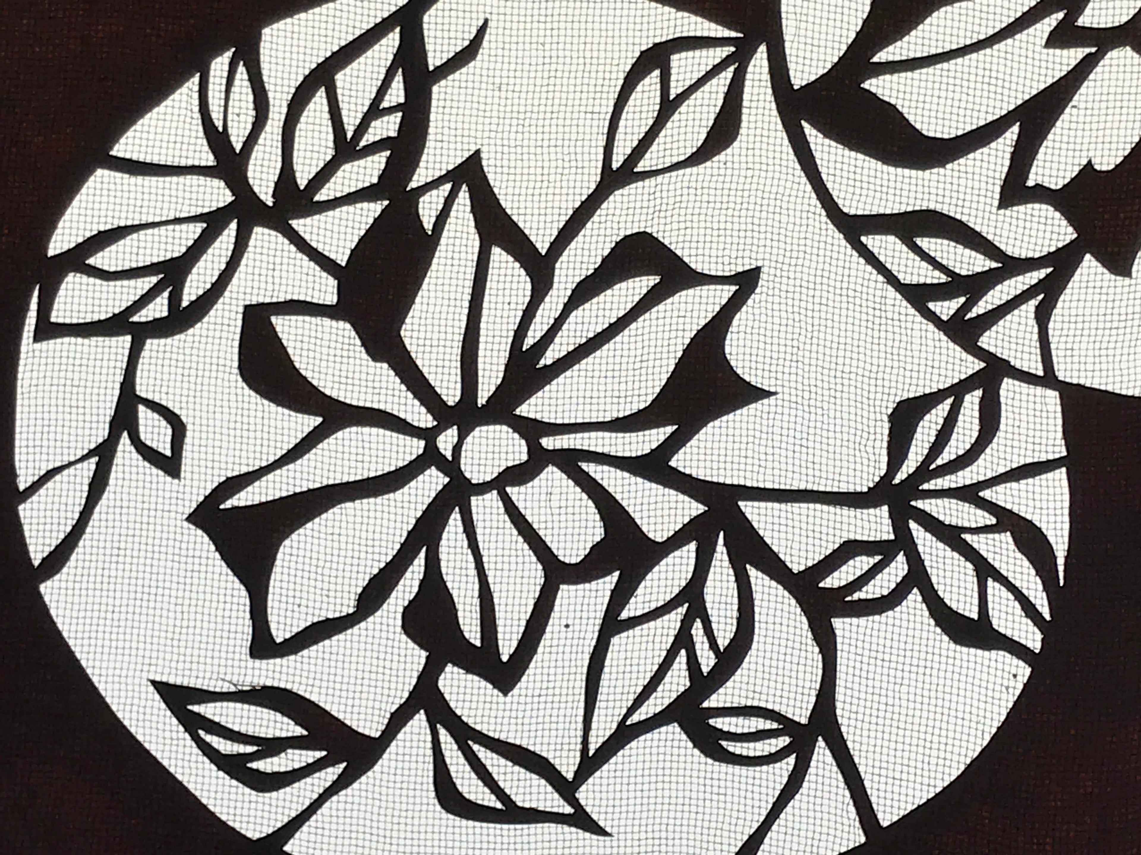 Antique Japanese Katagami Paper Kimono Stencil Katazome Floral Hana Flowers A780