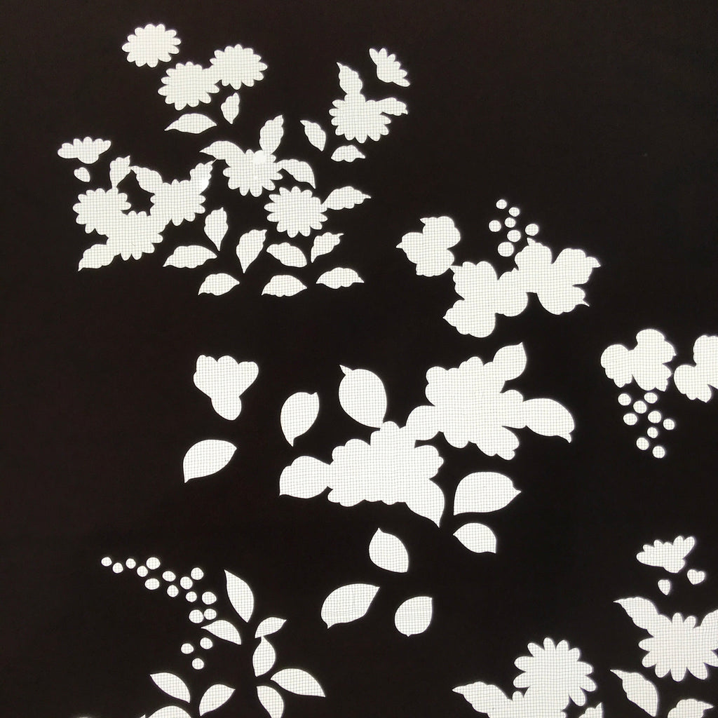 Antique Japanese Katagami Paper Kimono Stencil Katazome Floral Plant Design C932