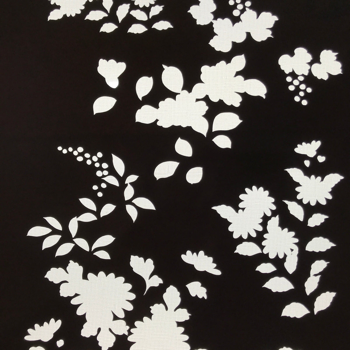 Antique Japanese Katagami Paper Kimono Stencil Katazome Floral Plant Design C932