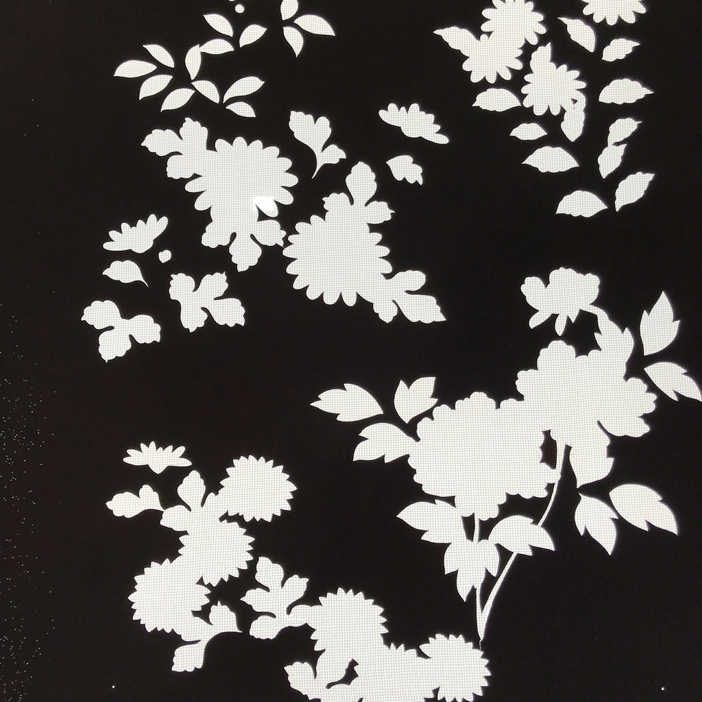Antique Japanese Katagami Paper Kimono Stencil Katazome Floral Plant Design C932