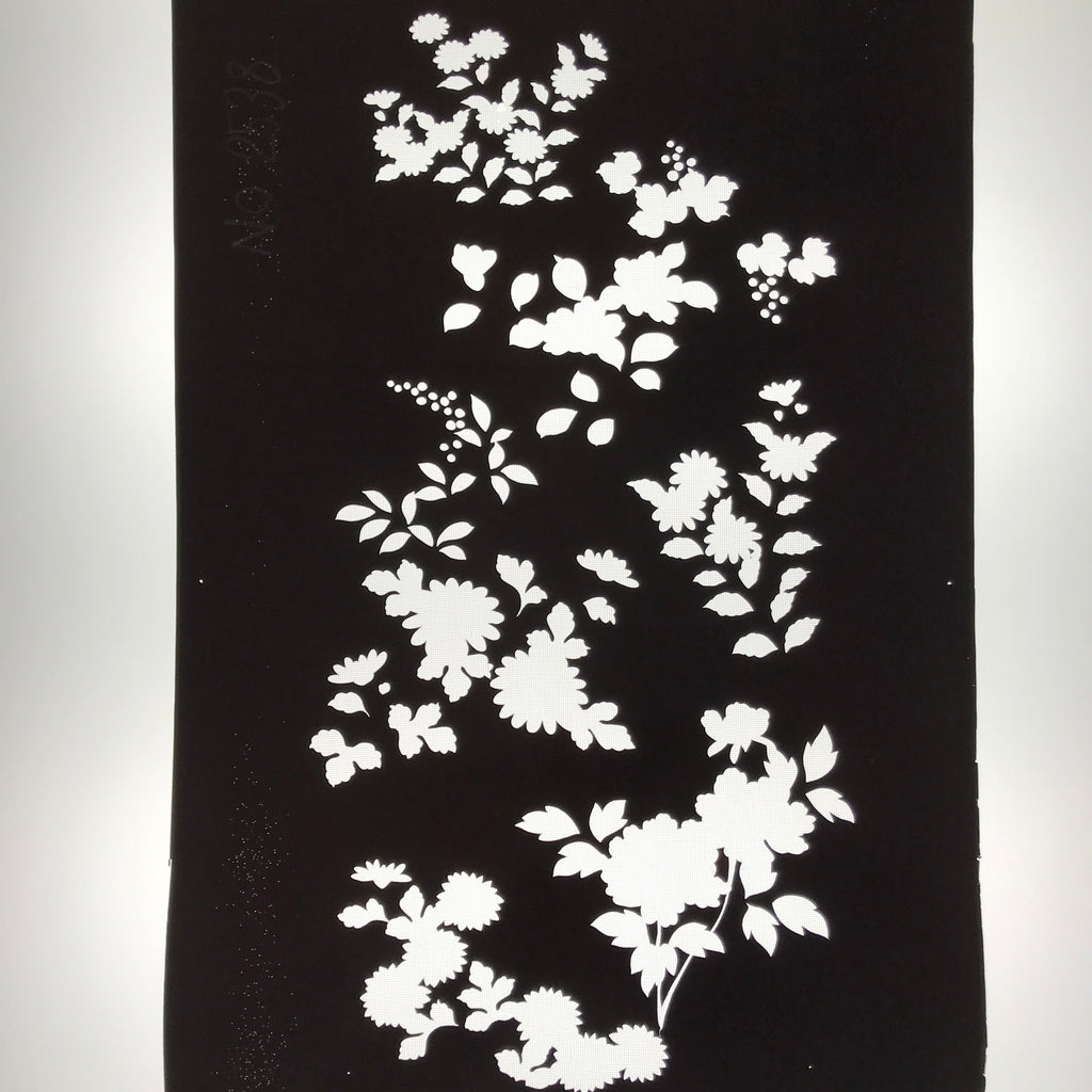 Antique Japanese Katagami Paper Kimono Stencil Katazome Floral Plant Design C932