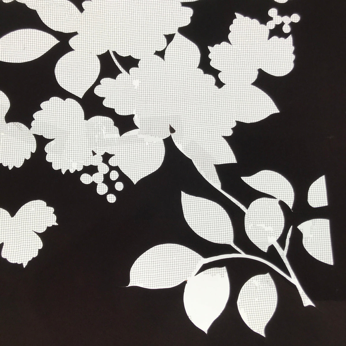 Antique Japanese Katagami Paper Kimono Stencil Katazome Floral Plant Design C933