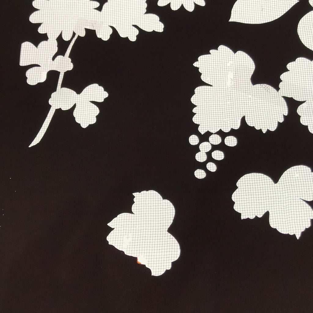 Antique Japanese Katagami Paper Kimono Stencil Katazome Floral Plant Design C933