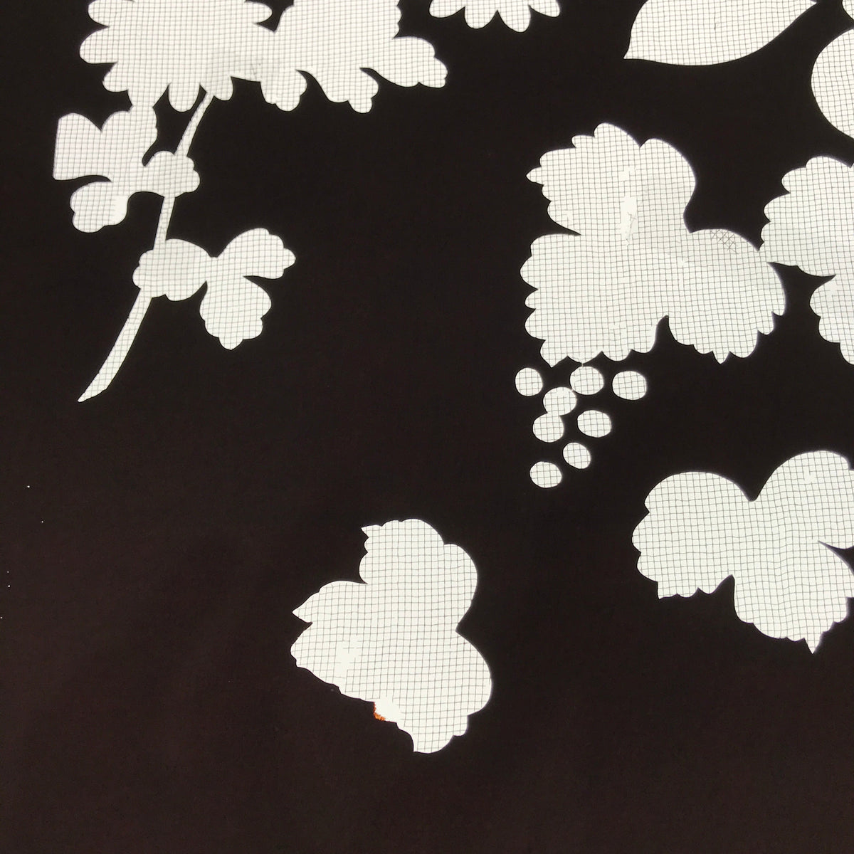 Antique Japanese Katagami Paper Kimono Stencil Katazome Floral Plant Design C933