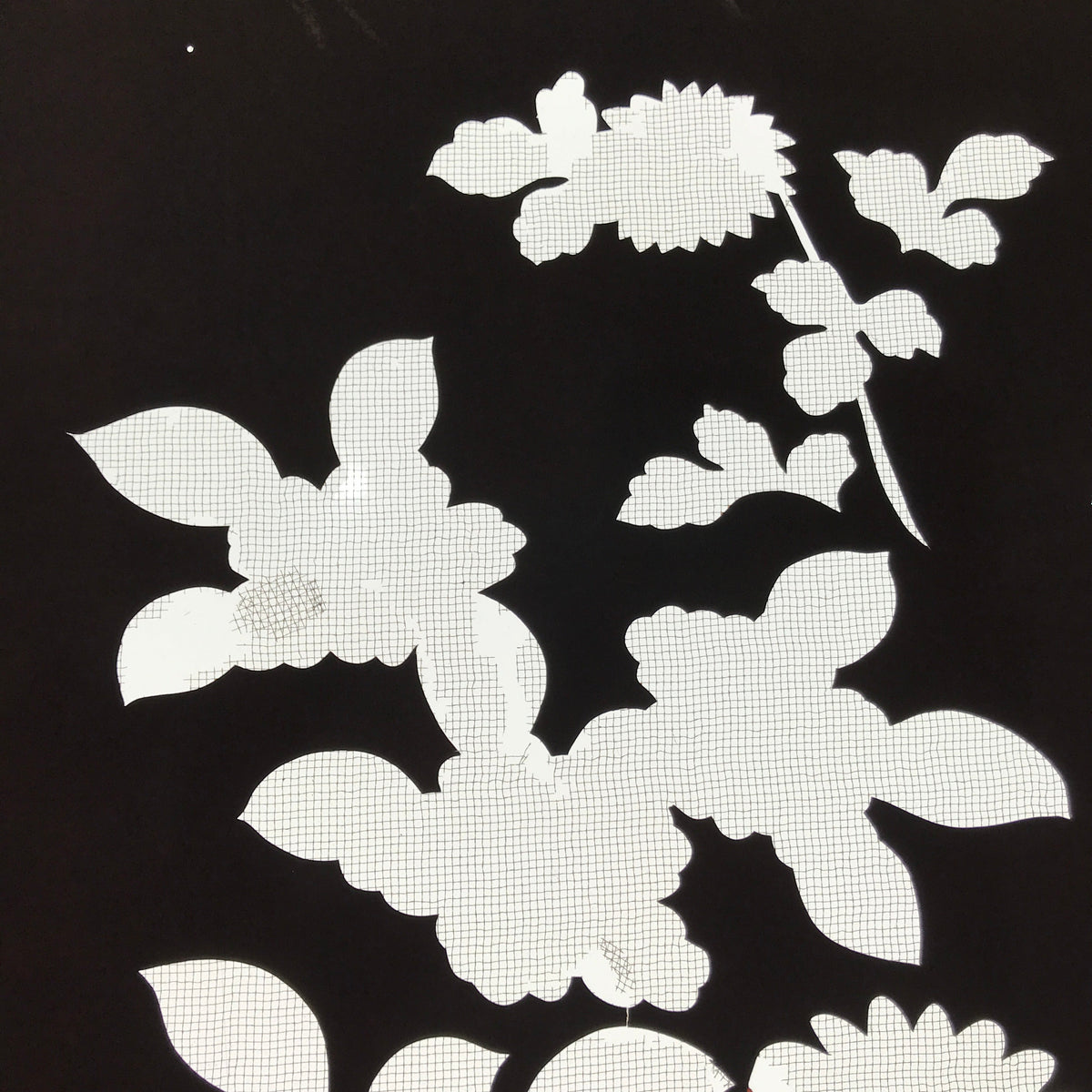 Antique Japanese Katagami Paper Kimono Stencil Katazome Floral Plant Design C933