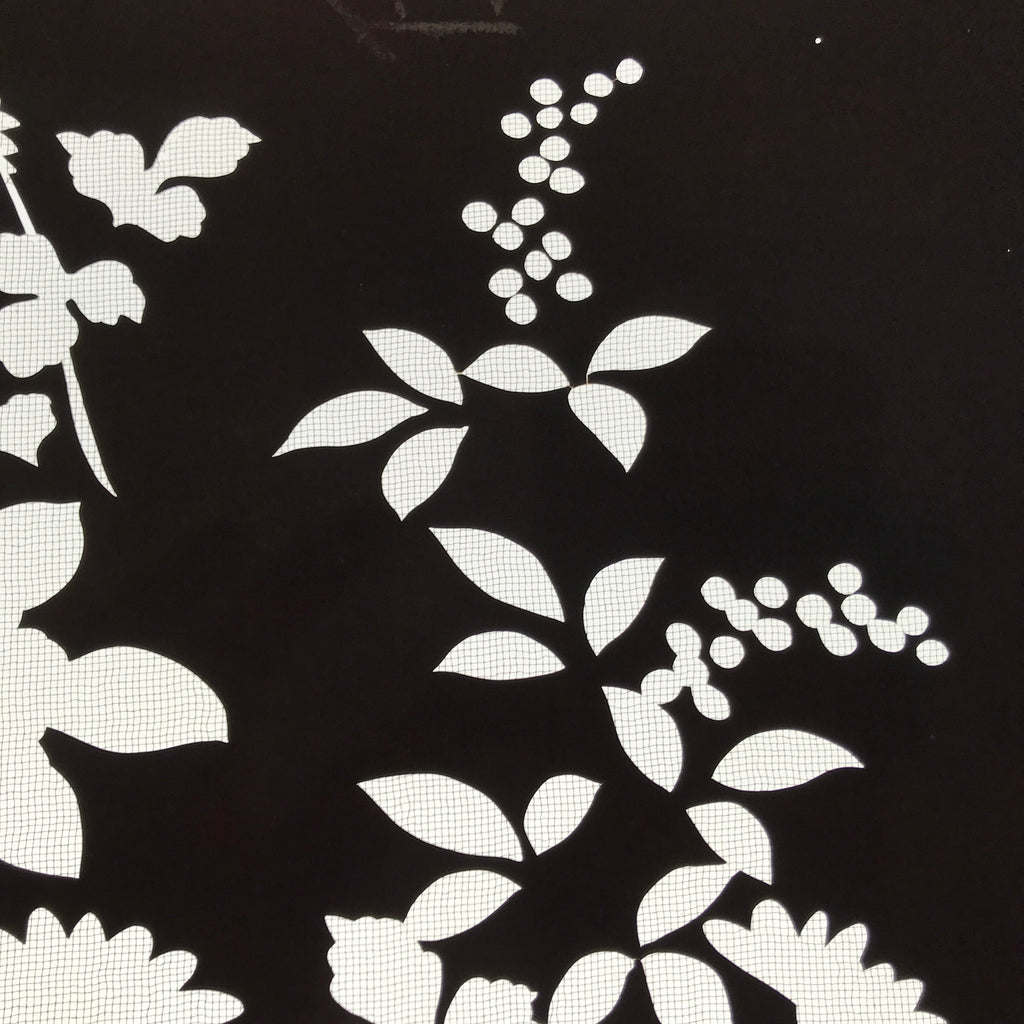 Antique Japanese Katagami Paper Kimono Stencil Katazome Floral Plant Design C933