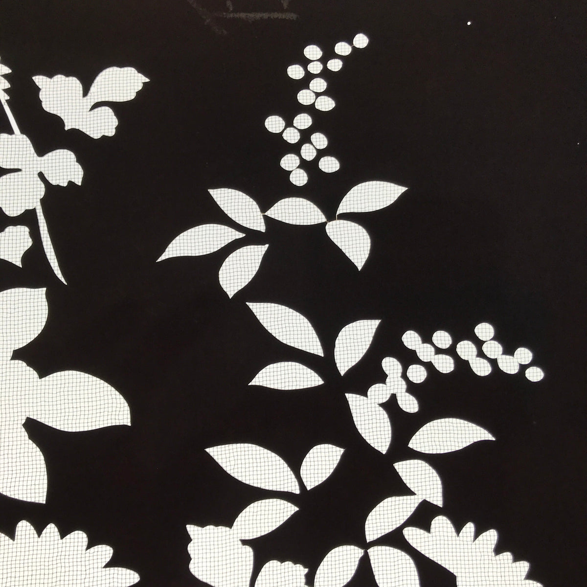 Antique Japanese Katagami Paper Kimono Stencil Katazome Floral Plant Design C933