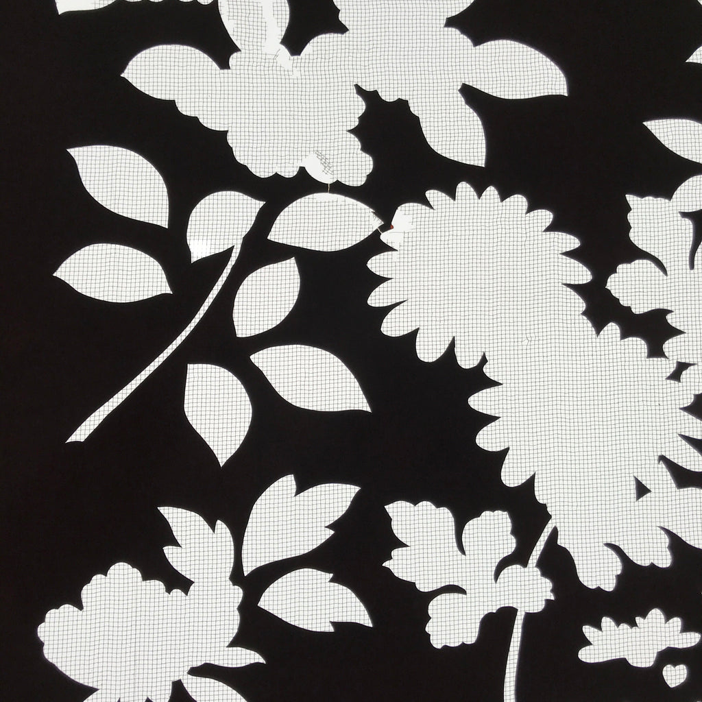Antique Japanese Katagami Paper Kimono Stencil Katazome Floral Plant Design C933
