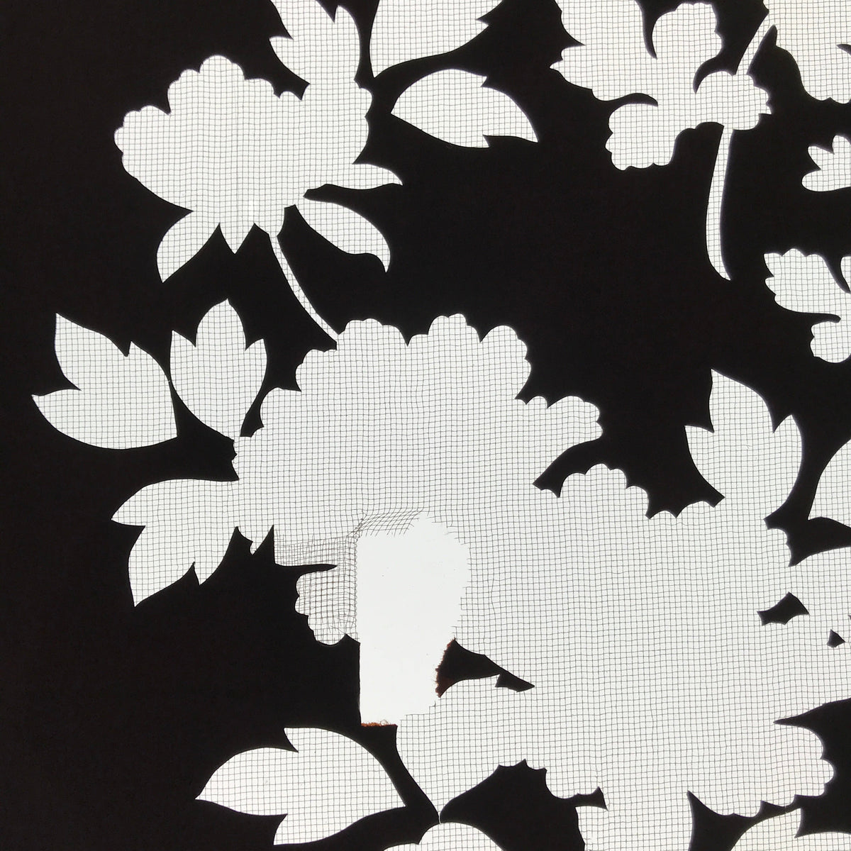 Antique Japanese Katagami Paper Kimono Stencil Katazome Floral Plant Design C933