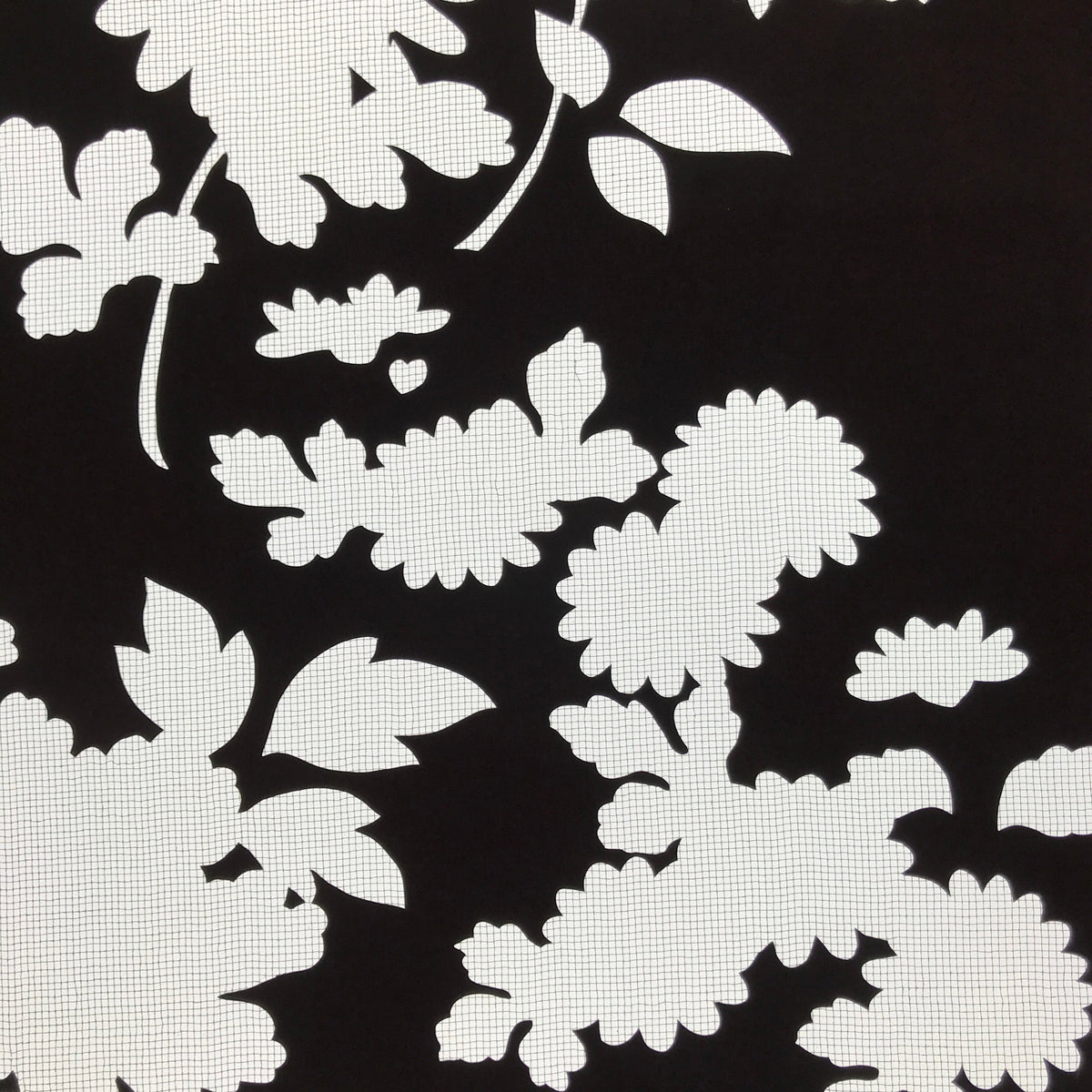 Antique Japanese Katagami Paper Kimono Stencil Katazome Floral Plant Design C933