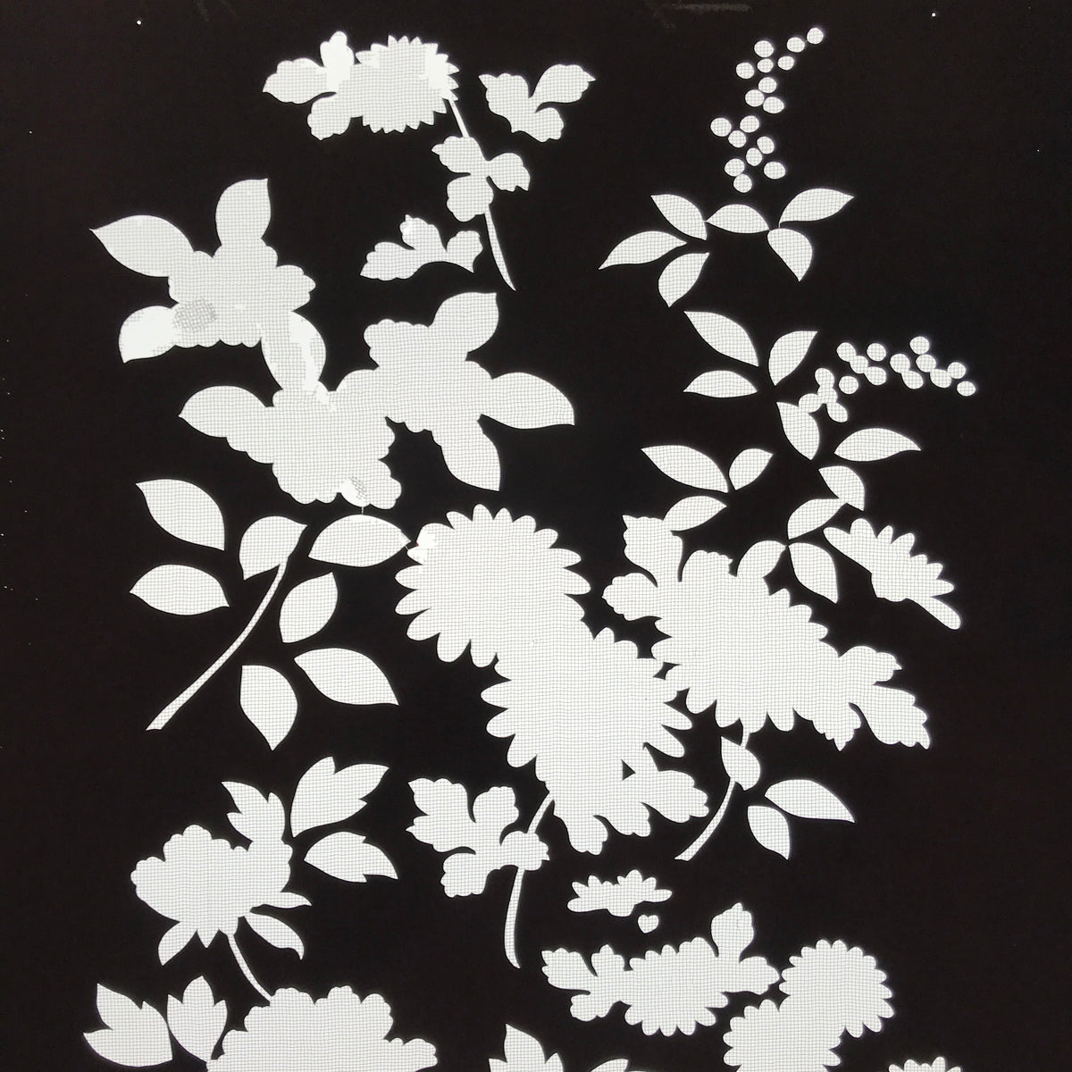 Antique Japanese Katagami Paper Kimono Stencil Katazome Floral Plant Design C933