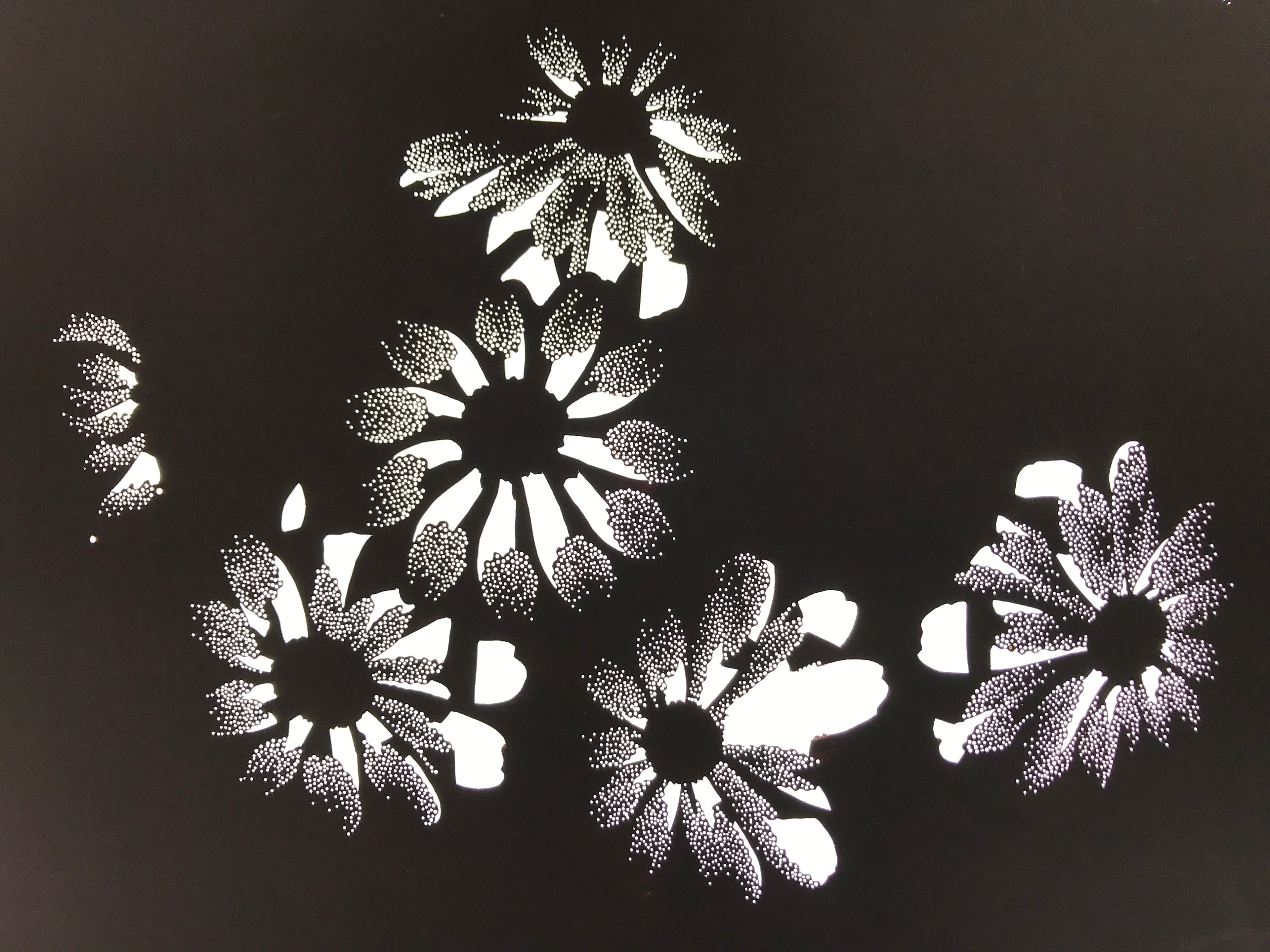 Antique Japanese Katagami Paper Kimono Stencil Katazome Flower Blooms C892