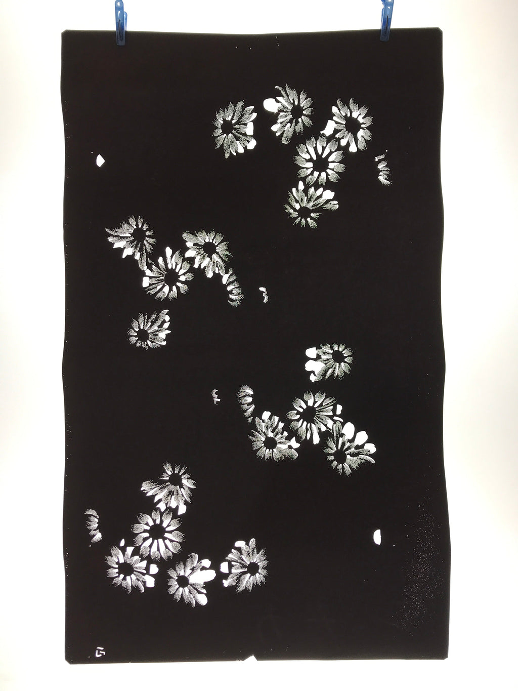 Antique Japanese Katagami Paper Kimono Stencil Katazome Flower Blooms C892