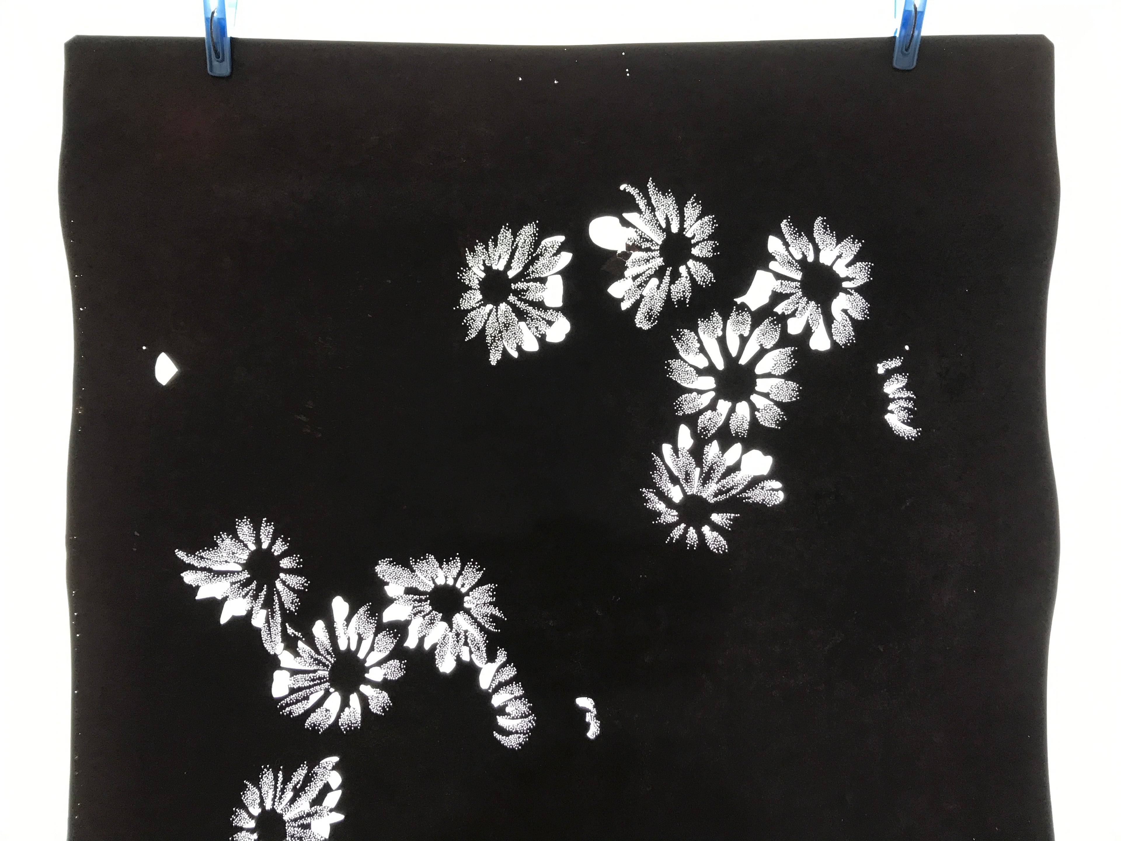 Antique Japanese Katagami Paper Kimono Stencil Katazome Flower Blooms C892