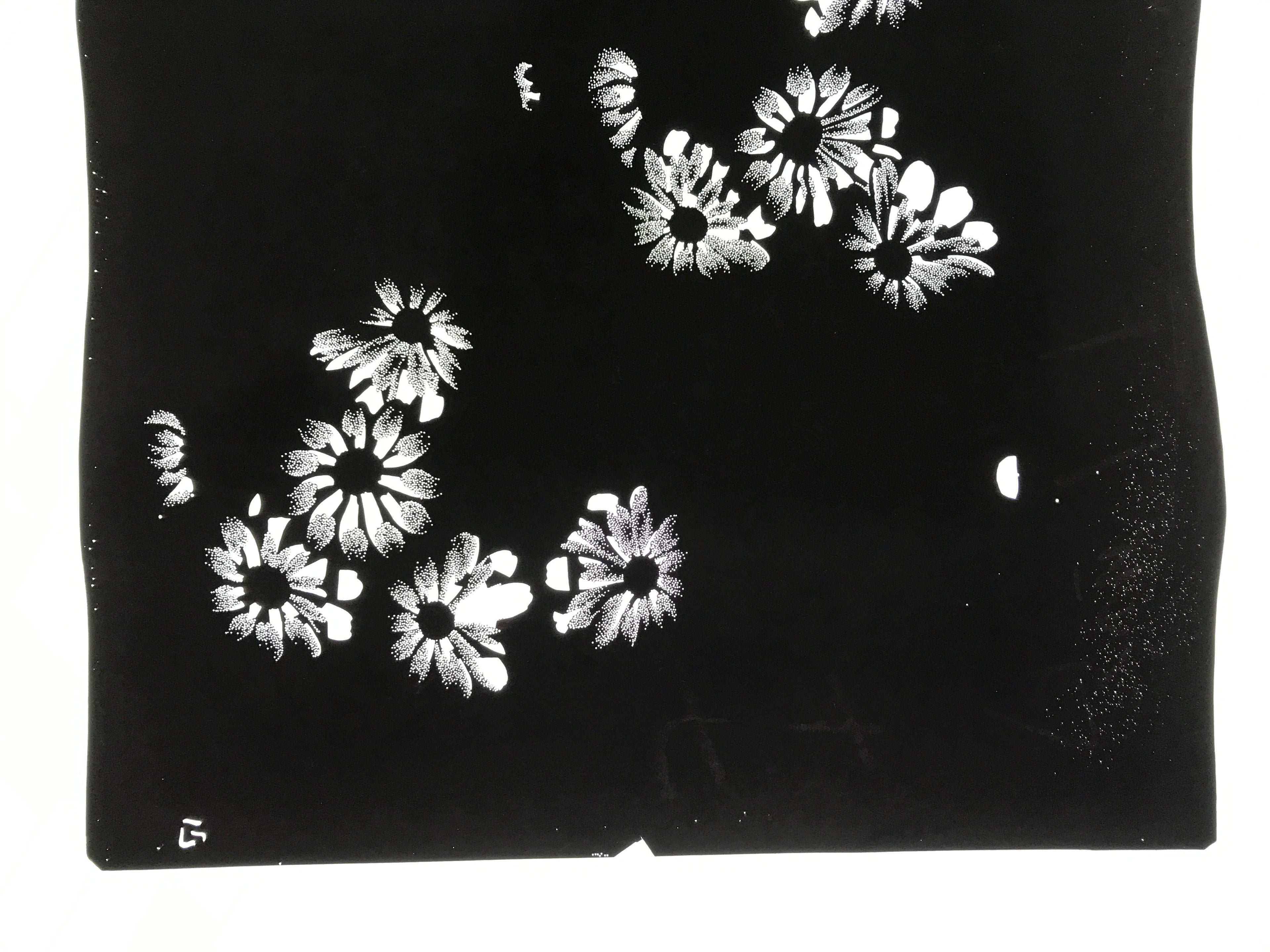 Antique Japanese Katagami Paper Kimono Stencil Katazome Flower Blooms C892