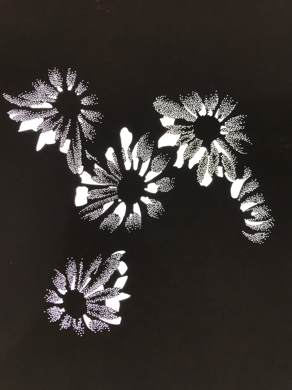 Antique Japanese Katagami Paper Kimono Stencil Katazome Flower Blooms C892