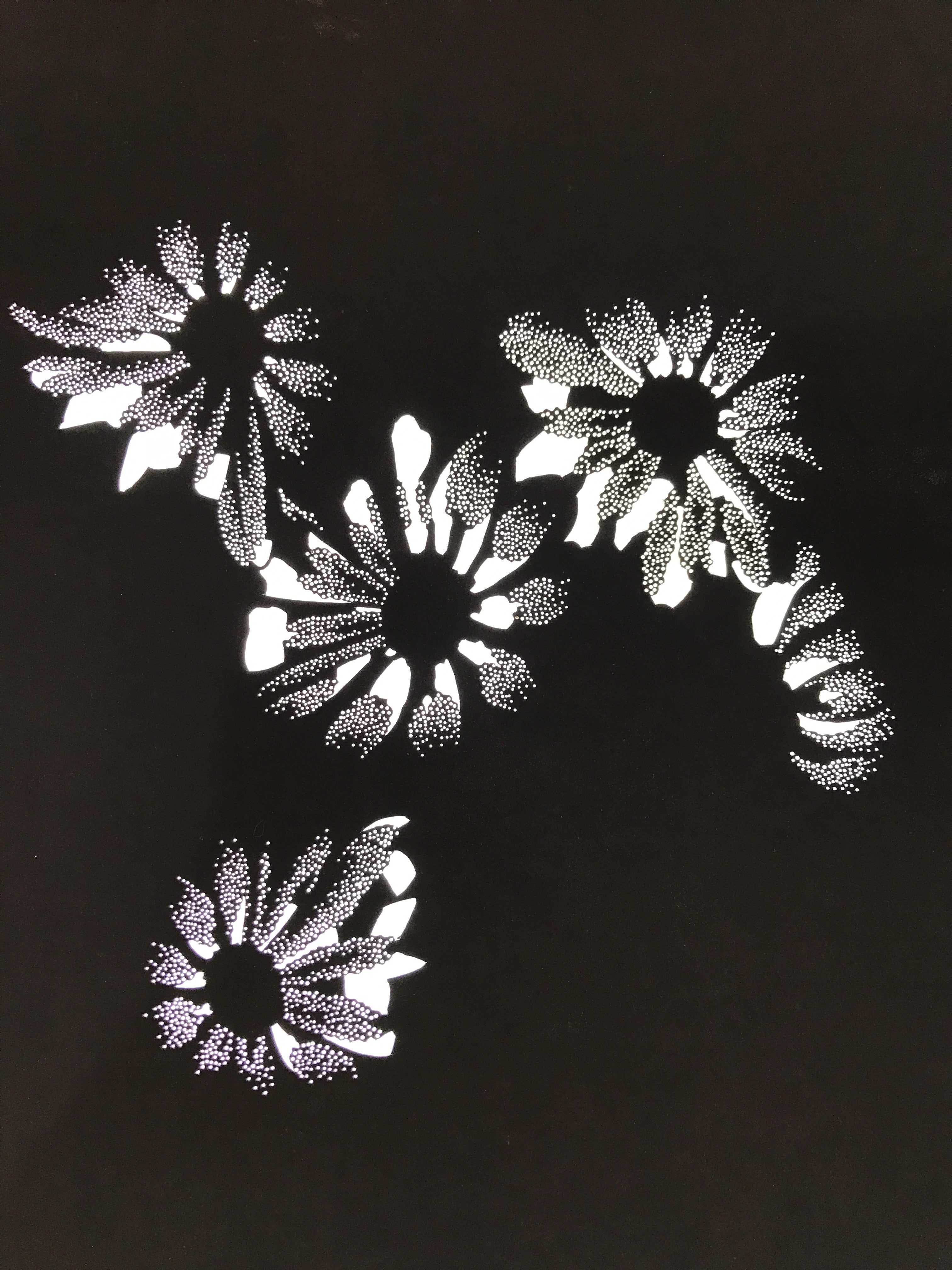 Antique Japanese Katagami Paper Kimono Stencil Katazome Flower Blooms C892