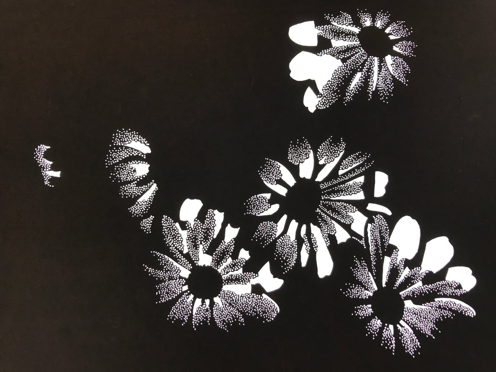 Antique Japanese Katagami Paper Kimono Stencil Katazome Flower Blooms C892