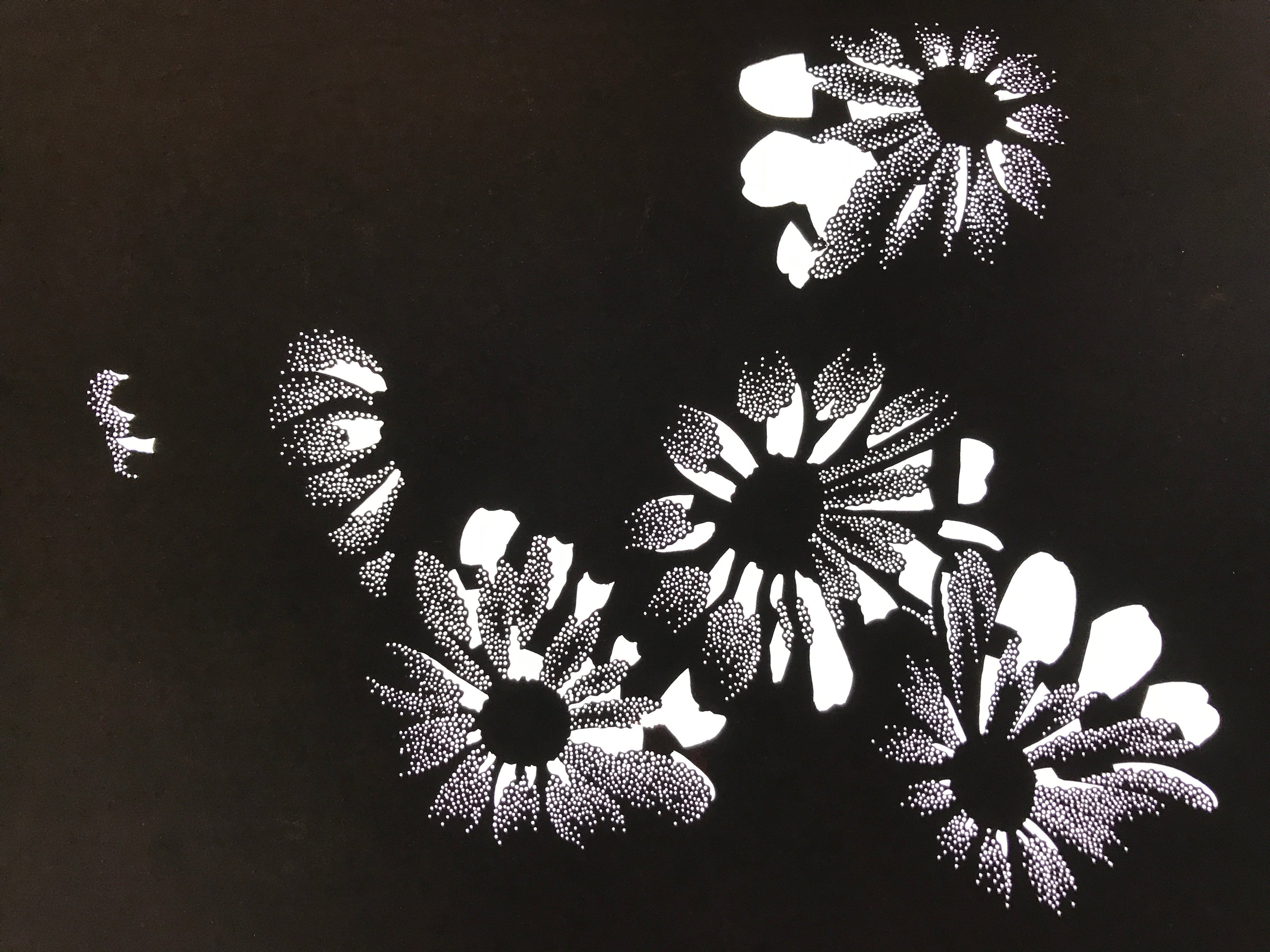 Antique Japanese Katagami Paper Kimono Stencil Katazome Flower Blooms C892