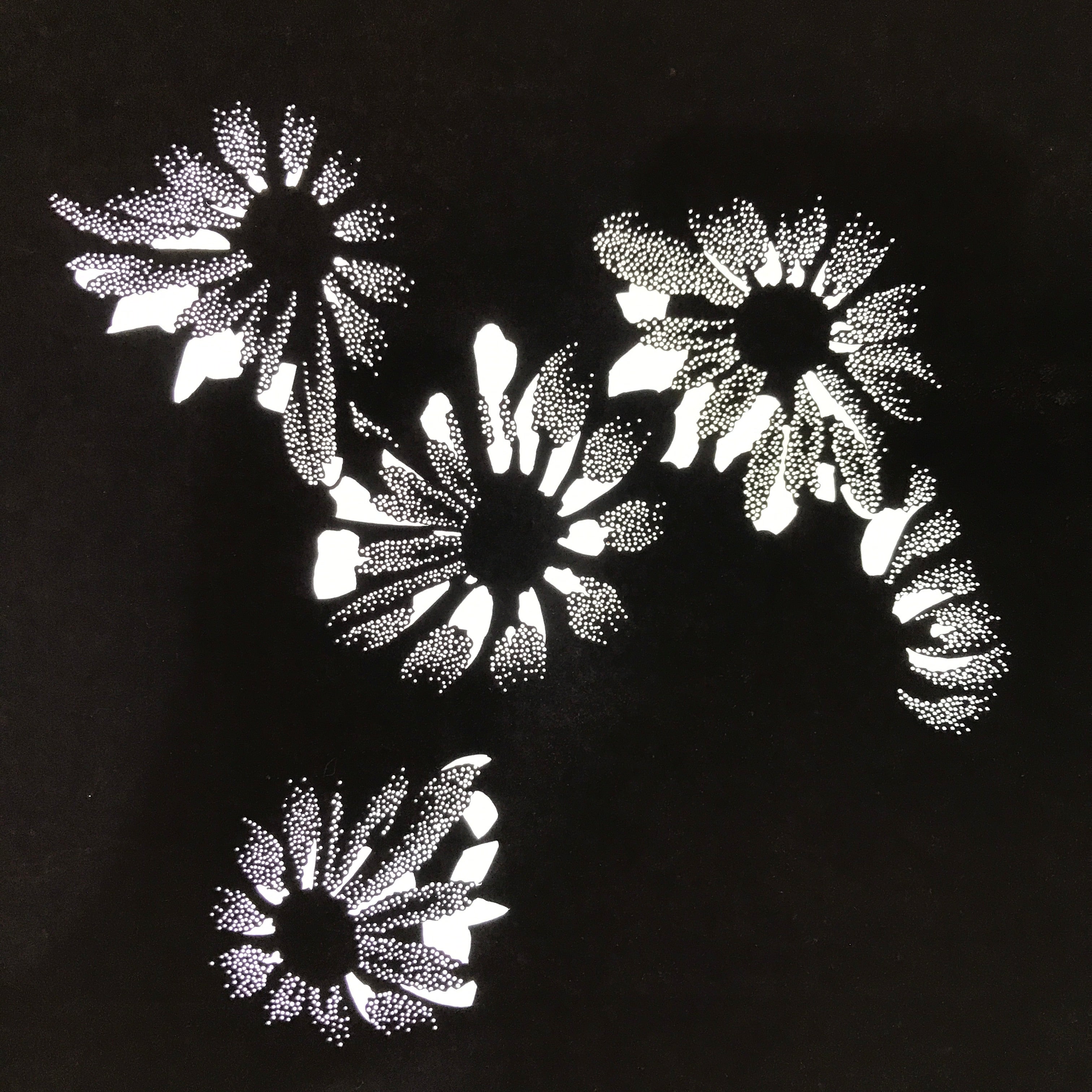 Antique Japanese Katagami Paper Kimono Stencil Katazome Flower Blooms C892