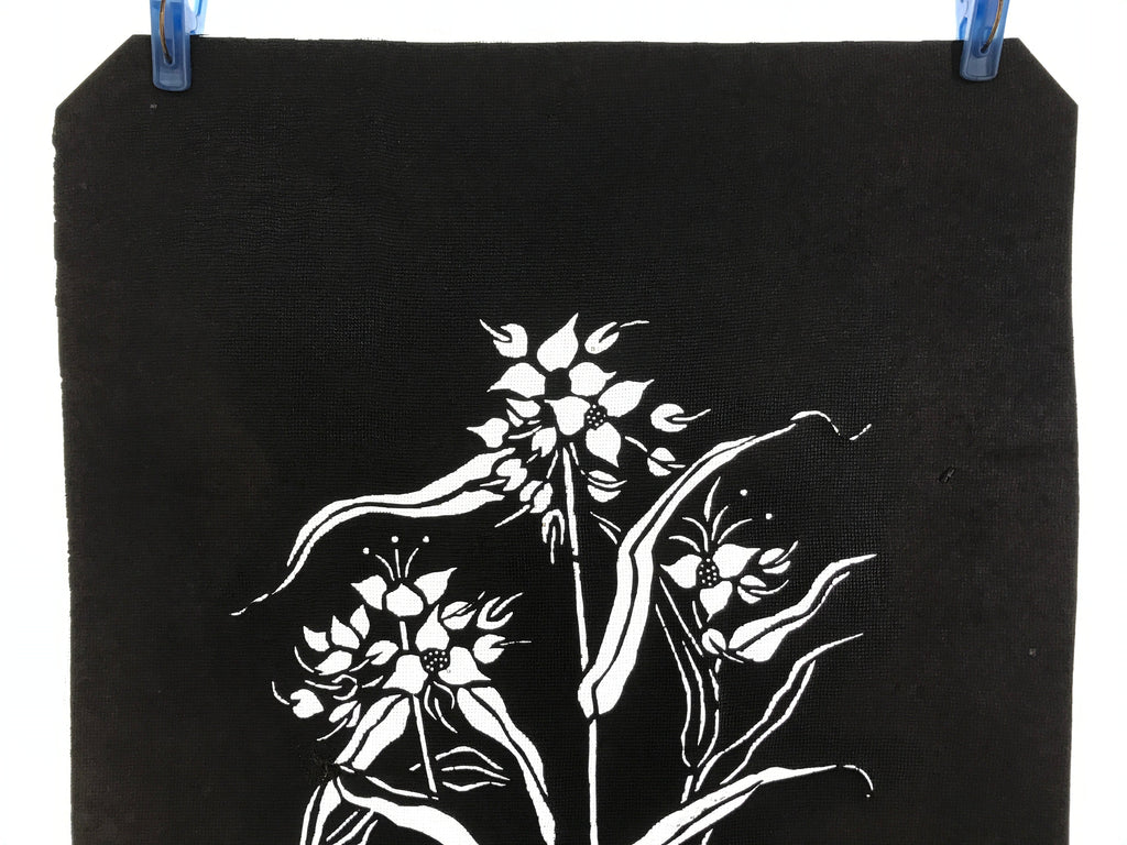 Antique Japanese Katagami Paper Kimono Stencil Katazome Flower Design A647