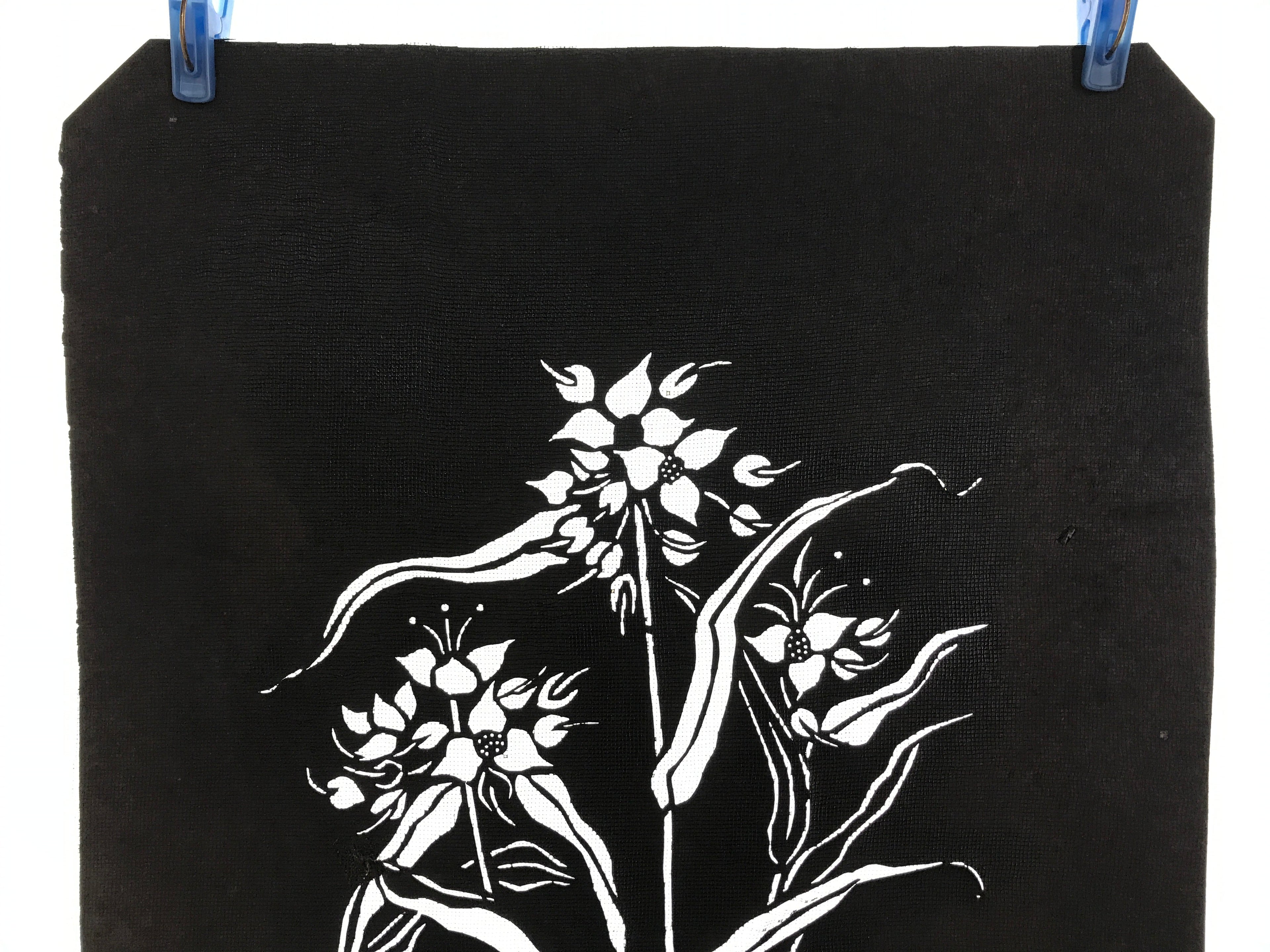 Antique Japanese Katagami Paper Kimono Stencil Katazome Flower Design A647