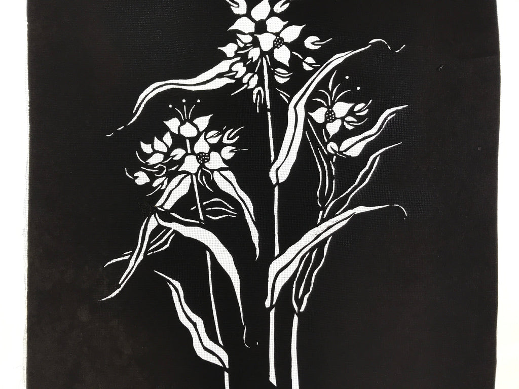Antique Japanese Katagami Paper Kimono Stencil Katazome Flower Design A647