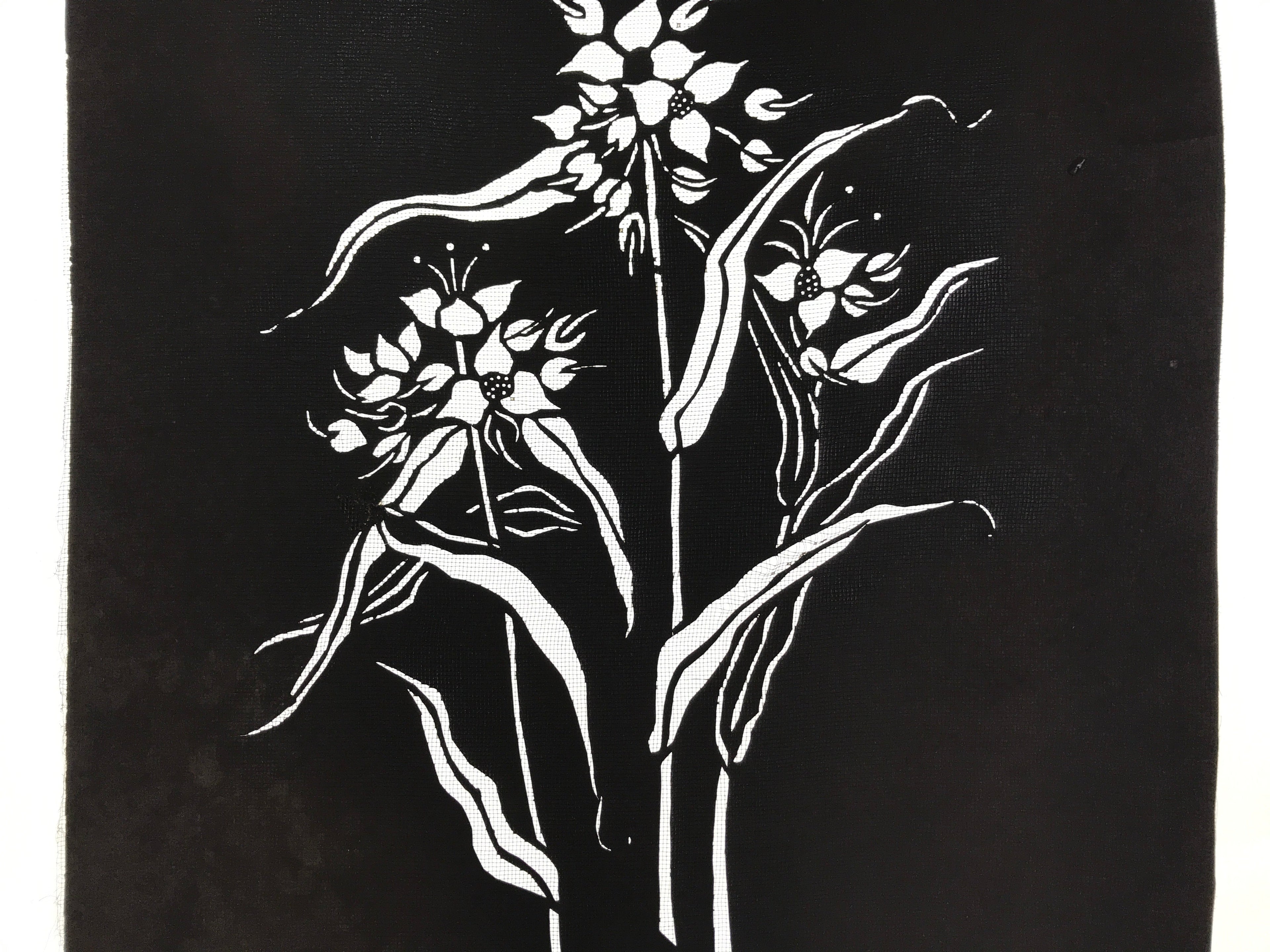 Antique Japanese Katagami Paper Kimono Stencil Katazome Flower Design A647